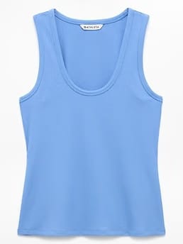 Athleta Signature Rib Scoop Tank - Blue (Waterfall)