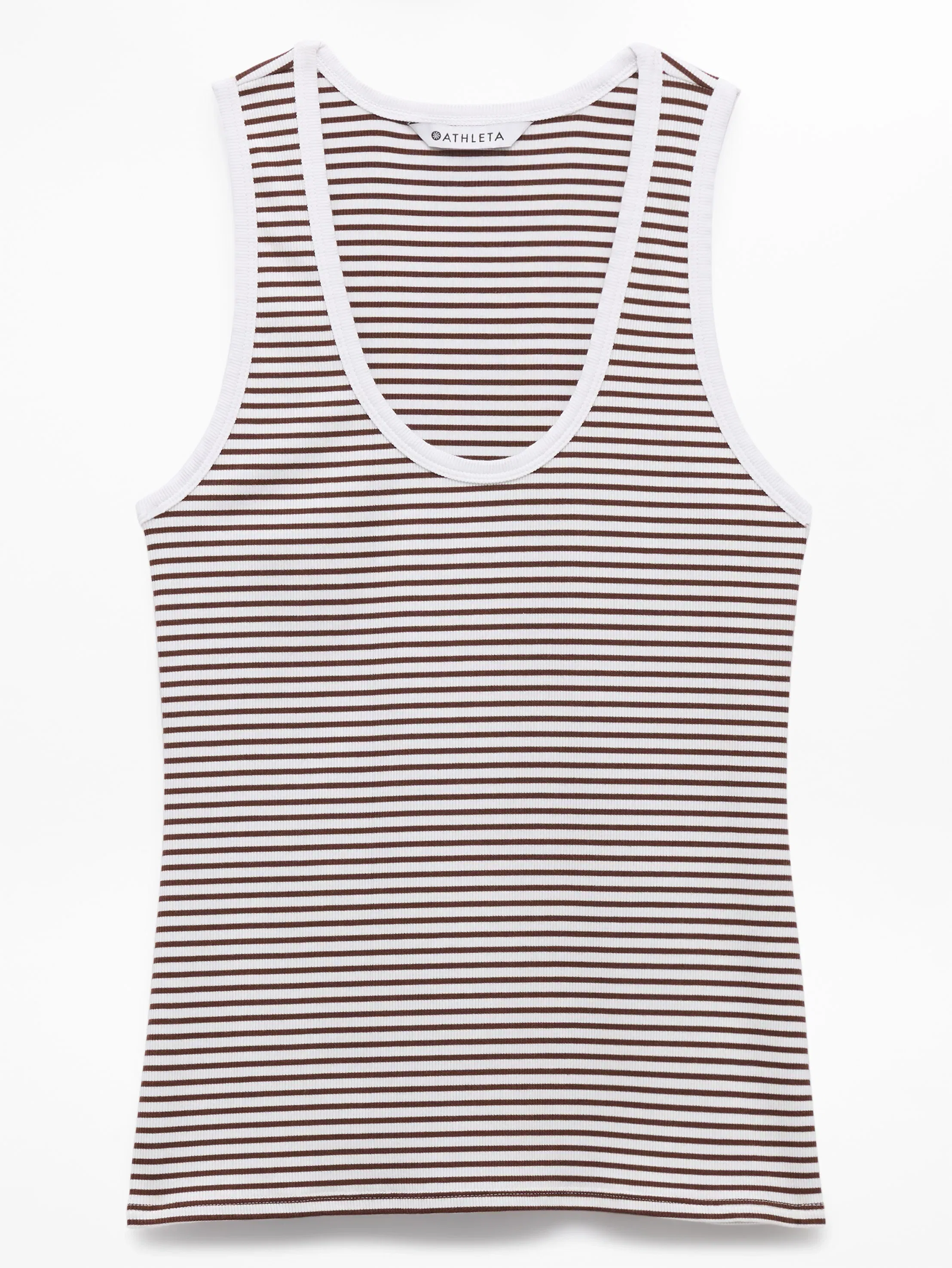 Athleta Signature Rib Scoop Tank - Brown (Martina Woodland Stripe)