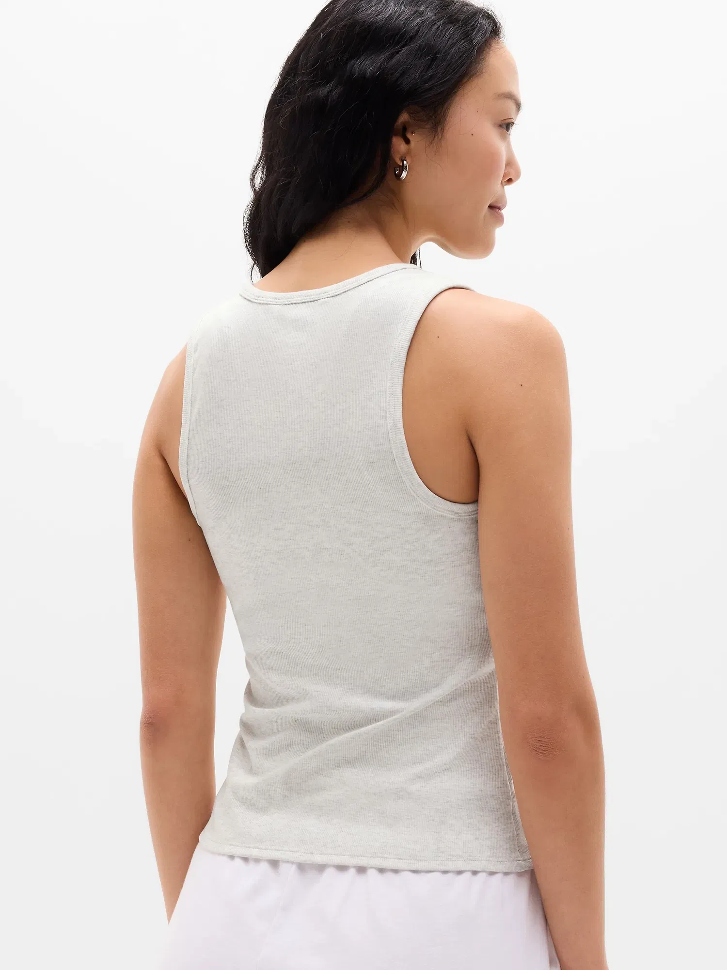 Athleta Signature Rib Scoop Tank - Gray (Fog Grey Heather)