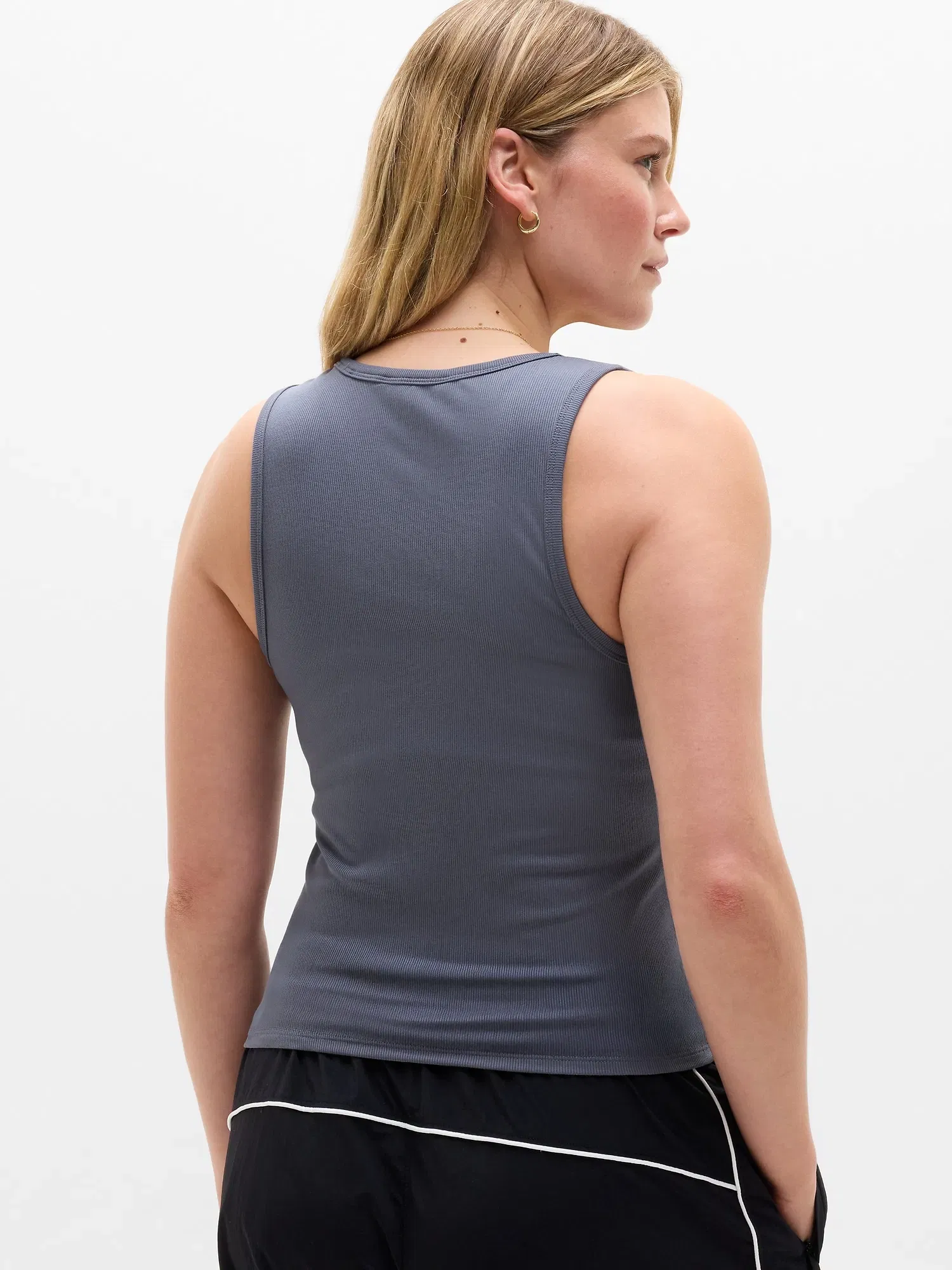 Athleta Signature Rib Scoop Tank - Gray (Slate)