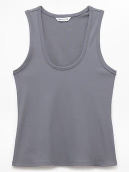 Athleta Signature Rib Scoop Tank - Gray (Slate)