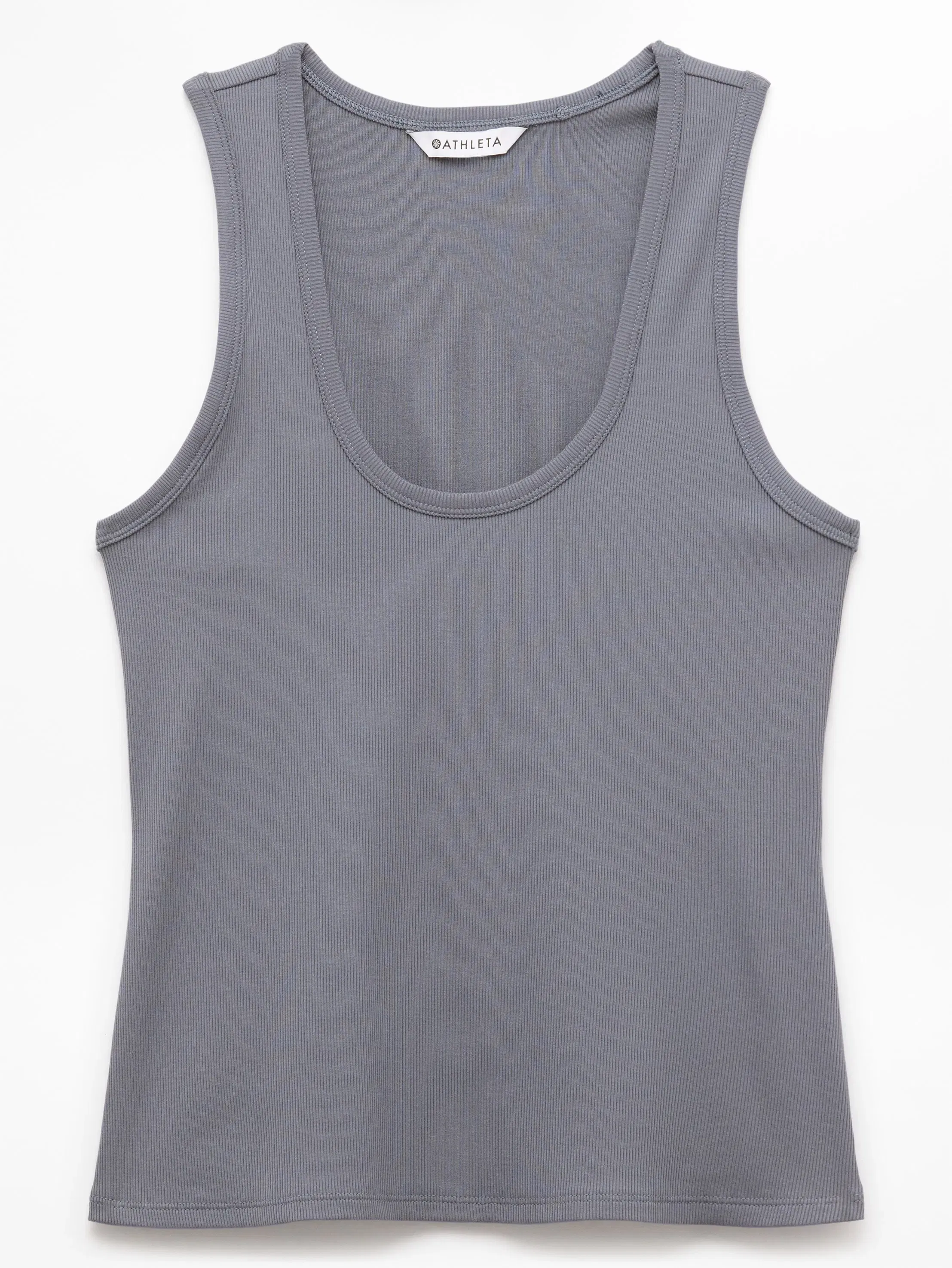 Athleta Signature Rib Scoop Tank - Gray (Slate)