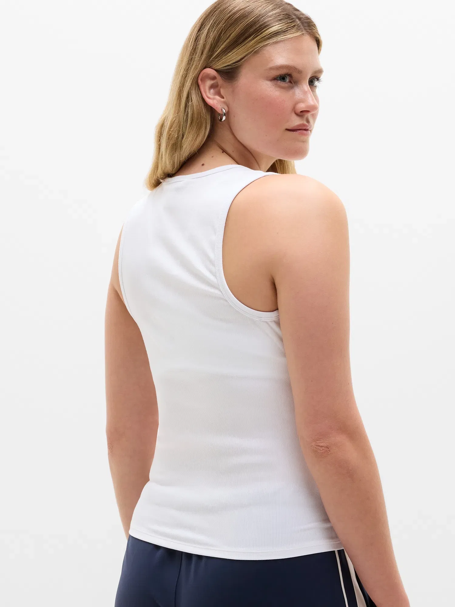 Athleta Signature Rib Scoop Tank - White (Bright White)