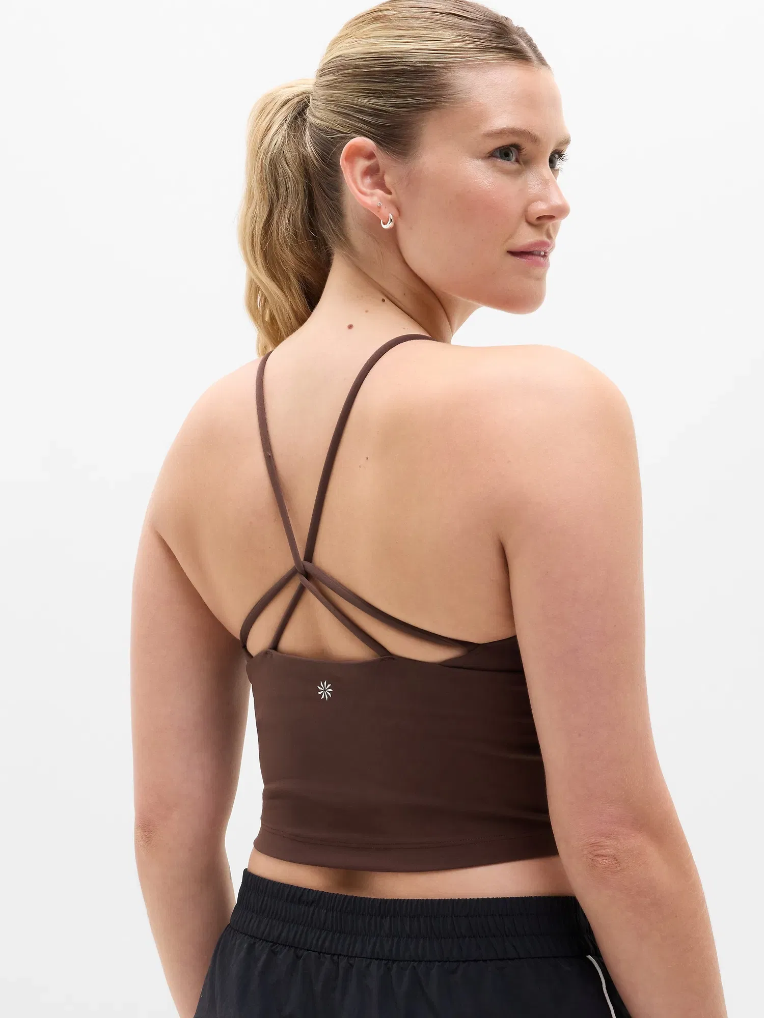Athleta Transcend Thin Strap Crop Bra - Brown (Woodland)