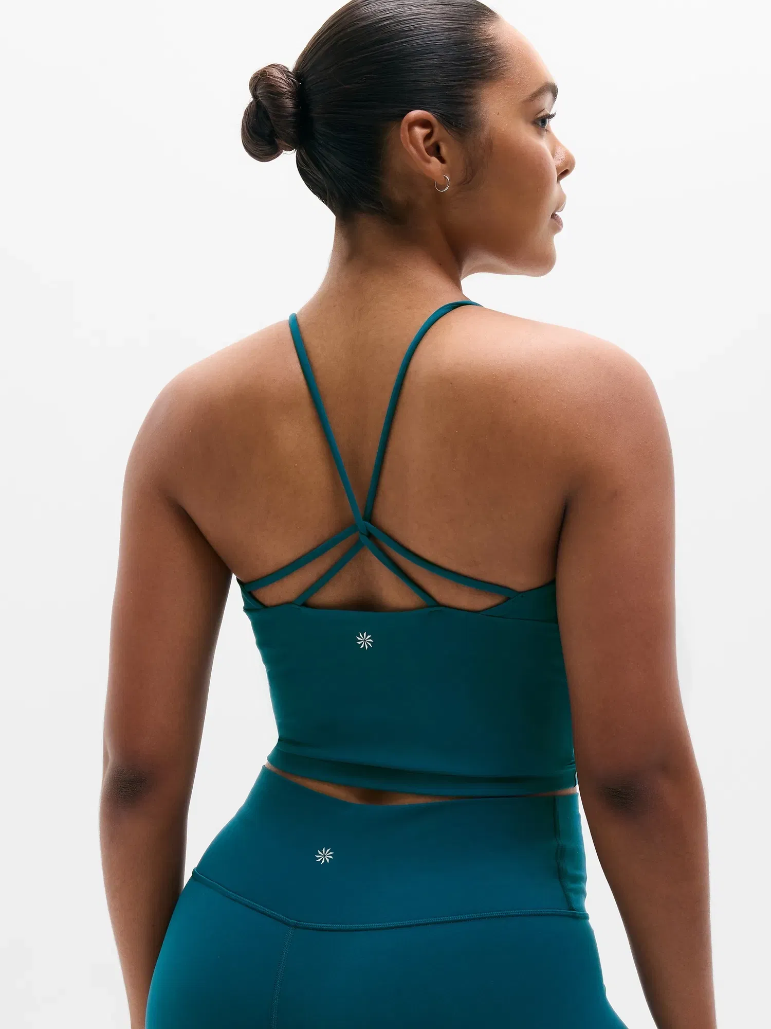 Athleta Transcend Thin Strap Crop Bra - Green (Coastal Teal)