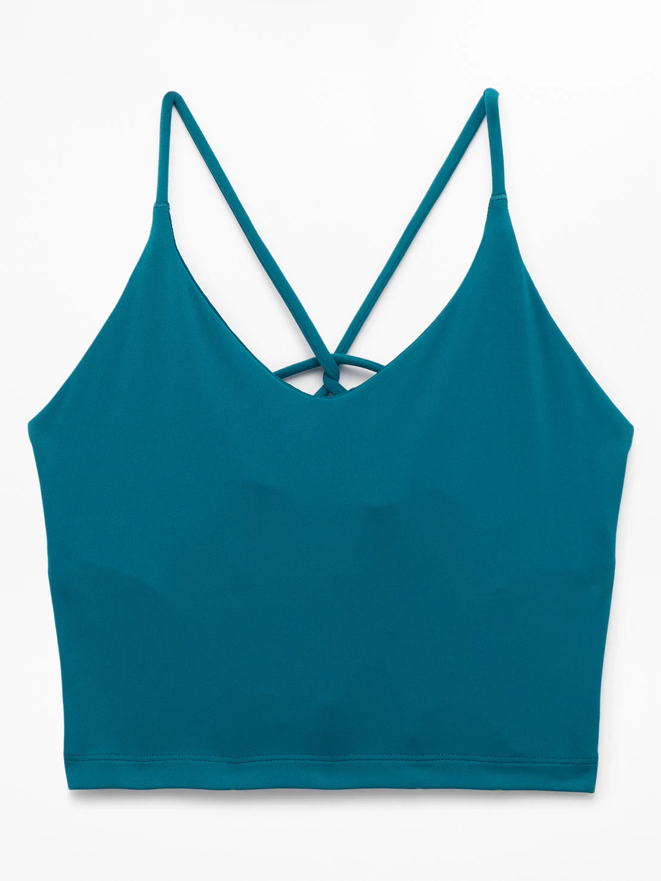 Athleta Transcend Thin Strap Crop Bra - Green (Coastal Teal)