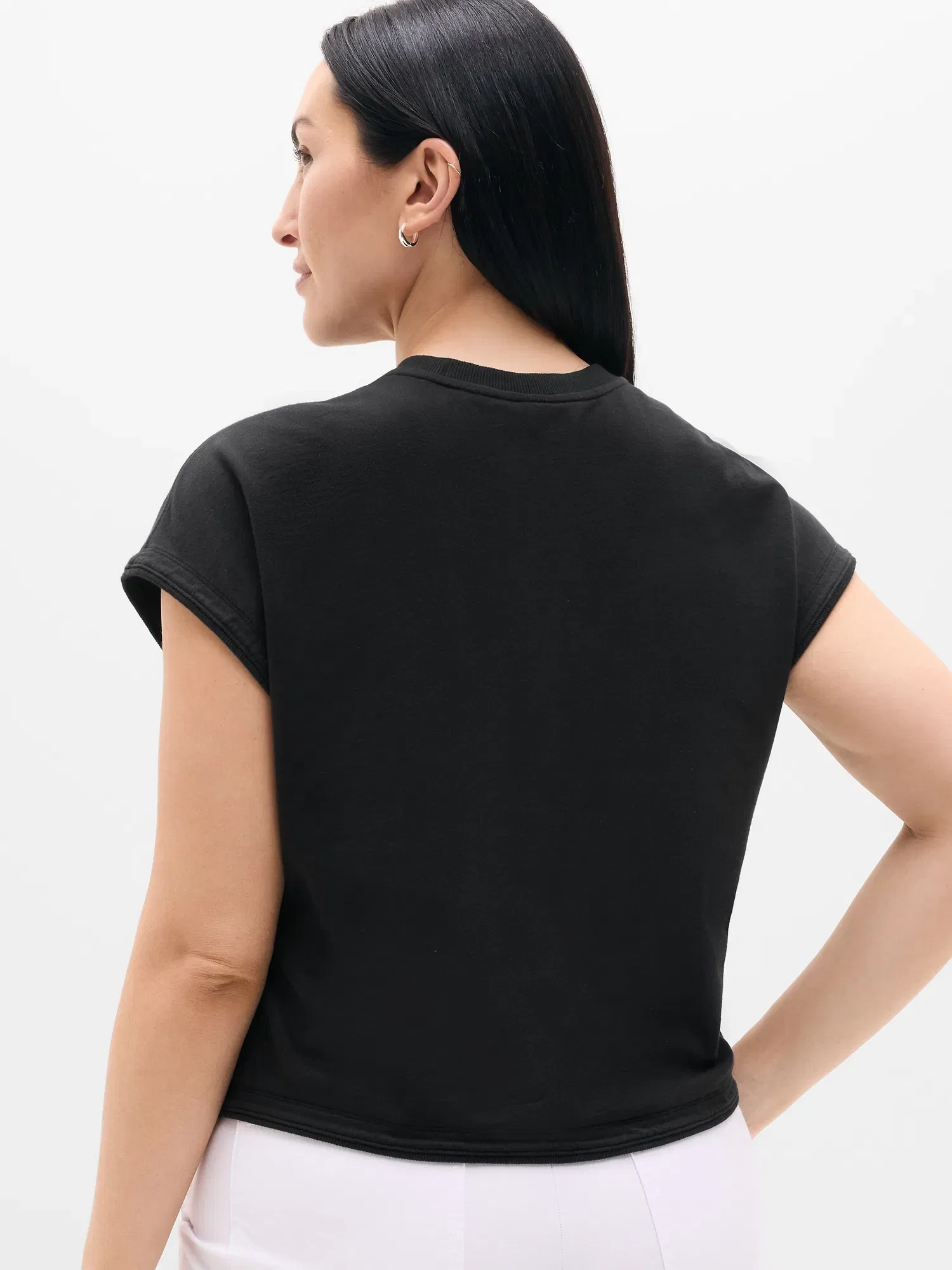 Athleta Airy Cotton Terry Sweatshirt T-Shirt - Black (Black)
