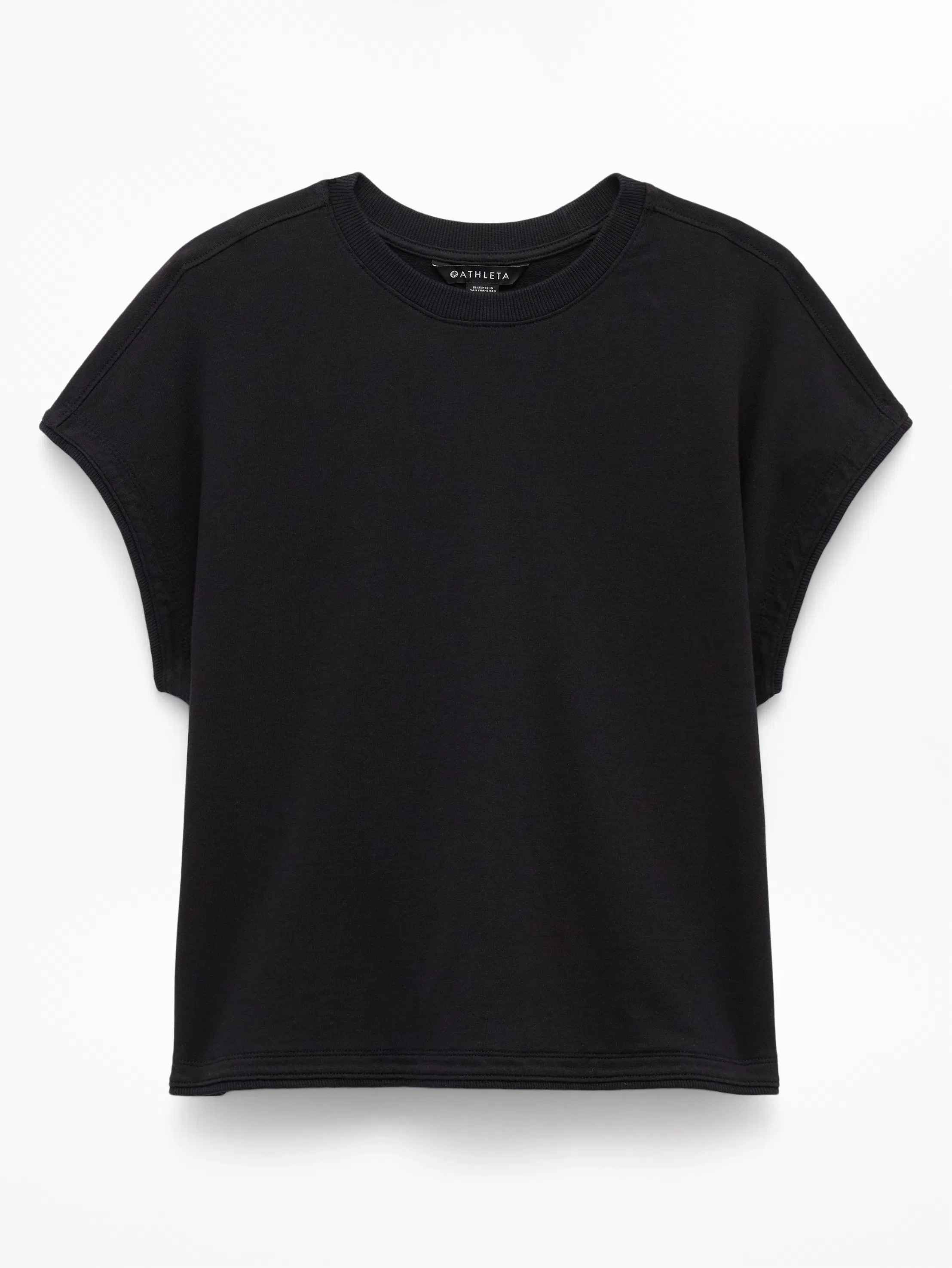 Athleta Airy Cotton Terry Sweatshirt T-Shirt - Black (Black)
