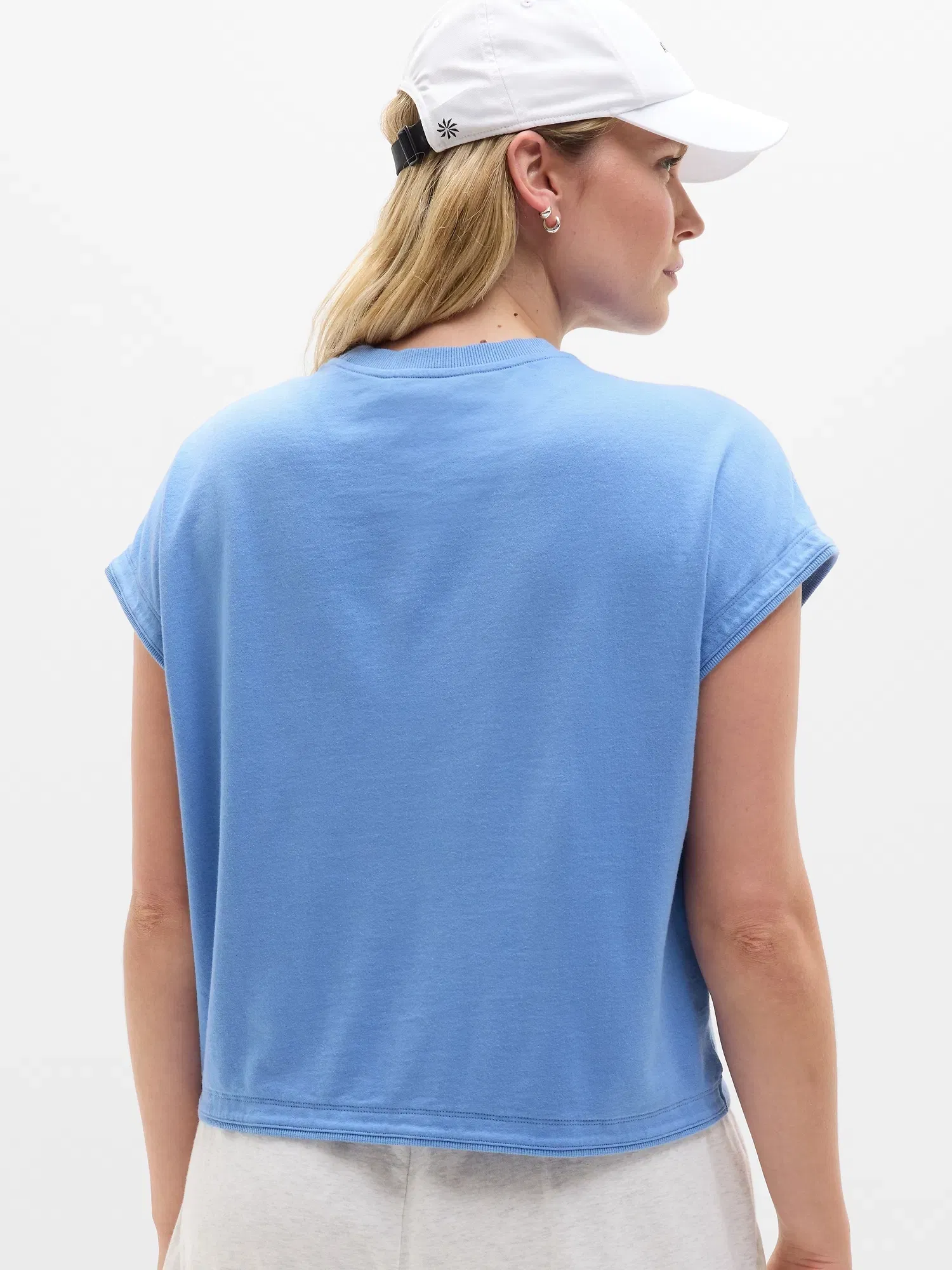 Athleta Airy Cotton Terry Sweatshirt T-Shirt - Blue (Waterfall)