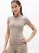 Athleta BodyMove Crew Neck T-Shirt - Beige (Mortar Mushroom)