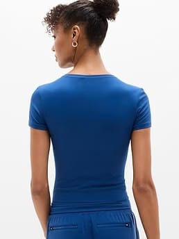 Athleta BodyMove Crew Neck T-Shirt - Blue (Maritime)