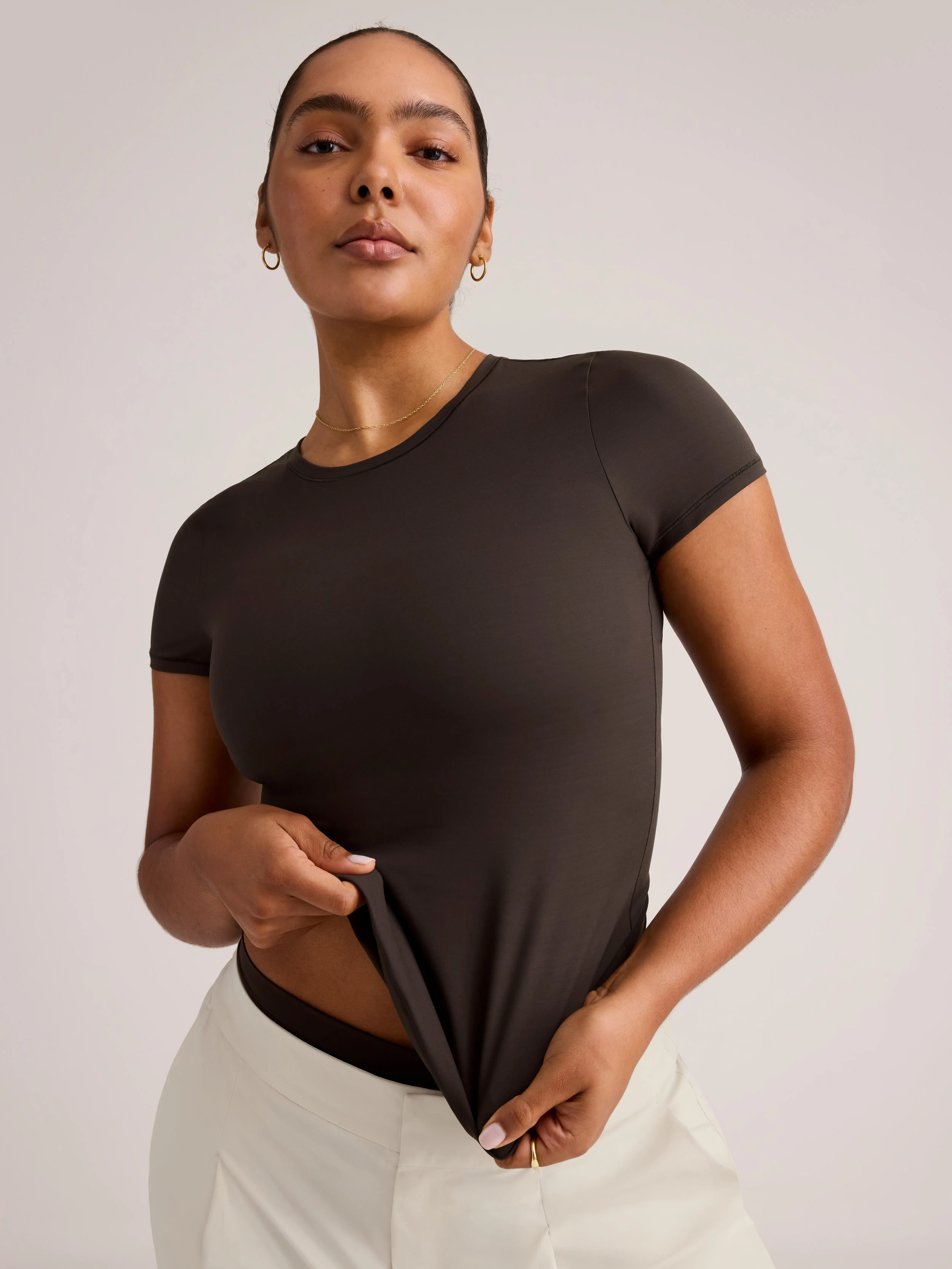 Athleta BodyMove Crew Neck T-Shirt - Brown (Truffle)