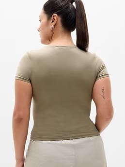 Athleta BodyMove Crew Neck T-Shirt - Green (Olive Branch)