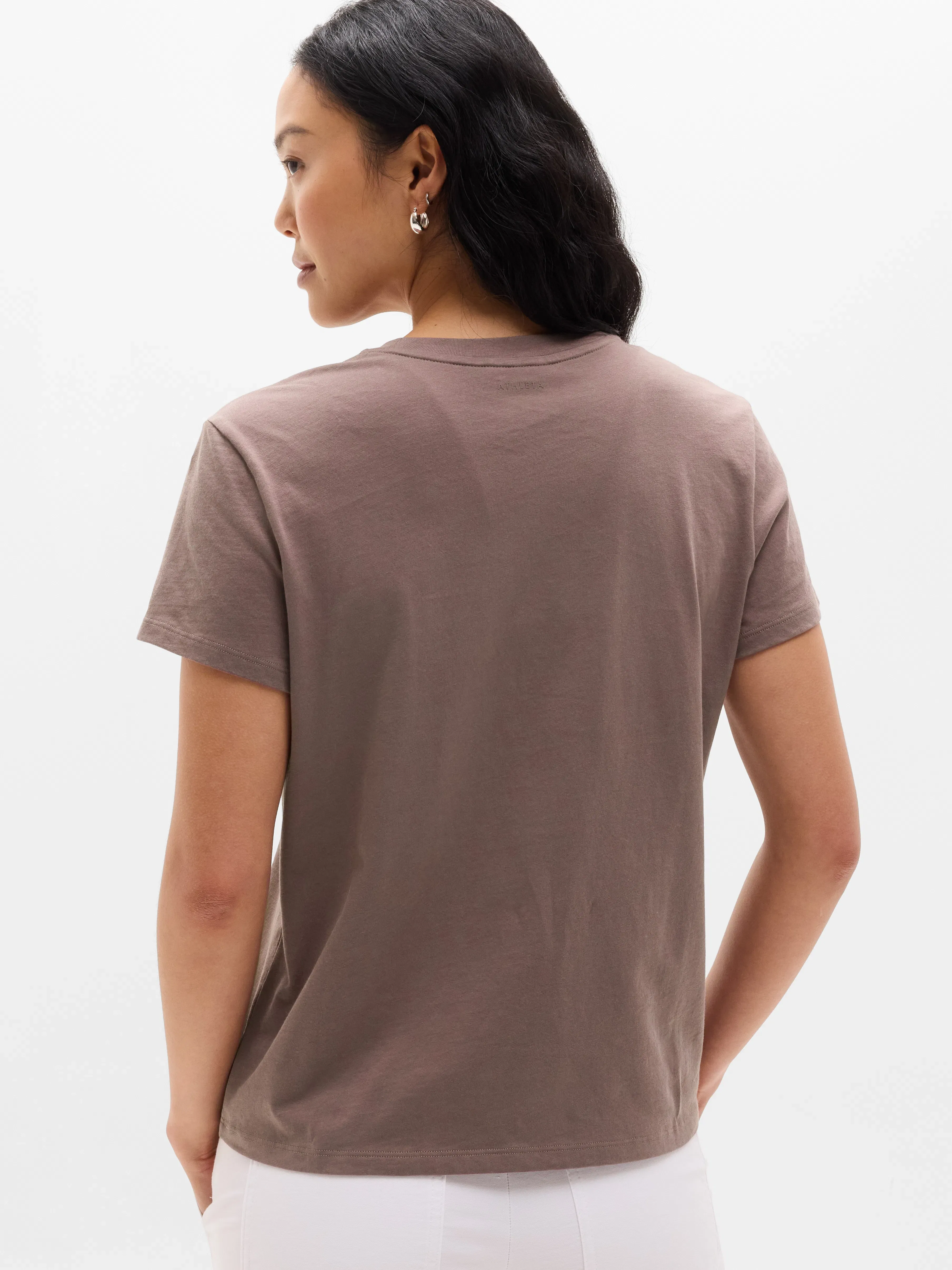 Athleta Favorite Cotton Classic T-Shirt - Brown (Driftwood)