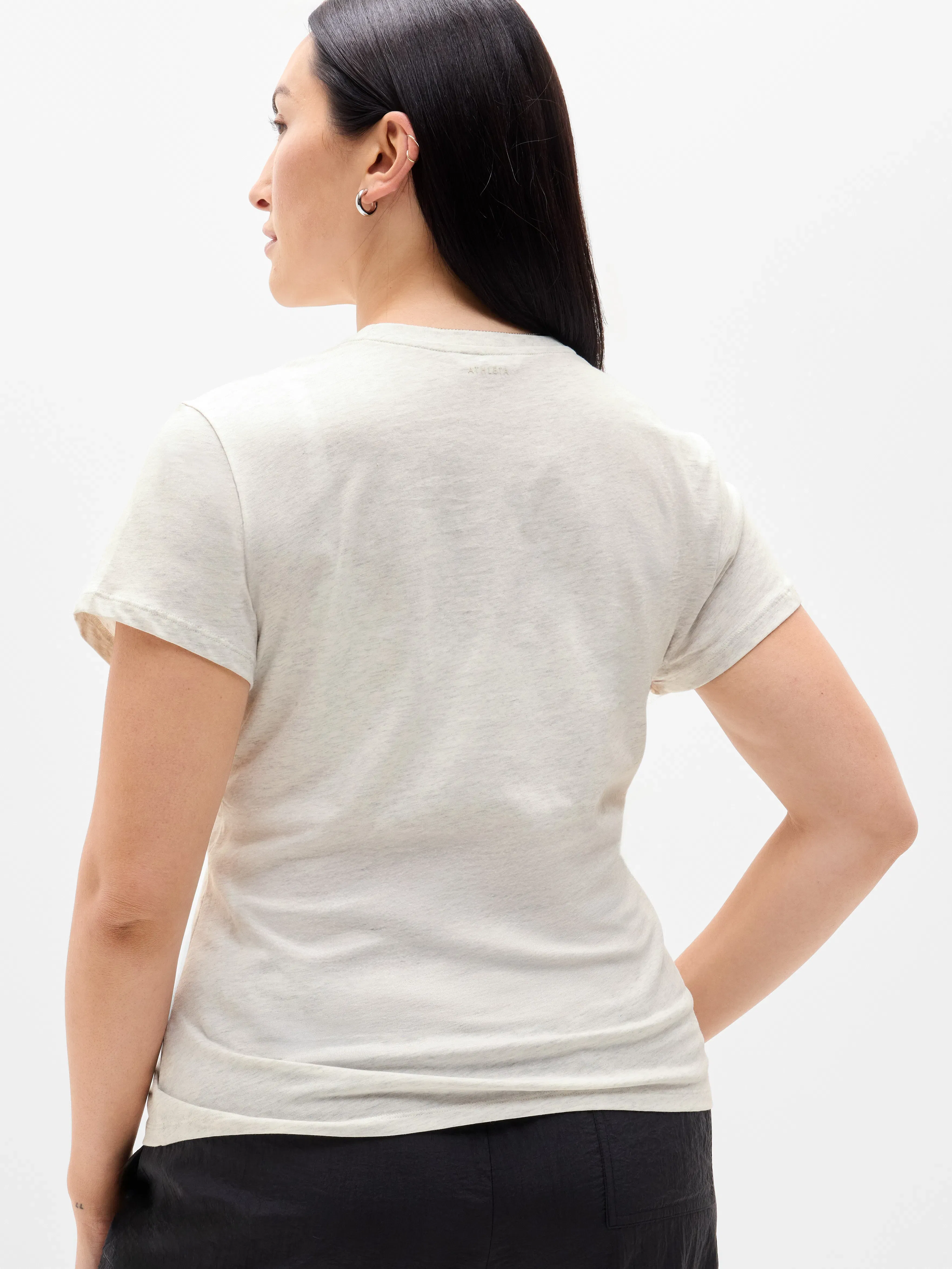Athleta Favorite Cotton Classic T-Shirt - Gray (Fog Grey Heather)