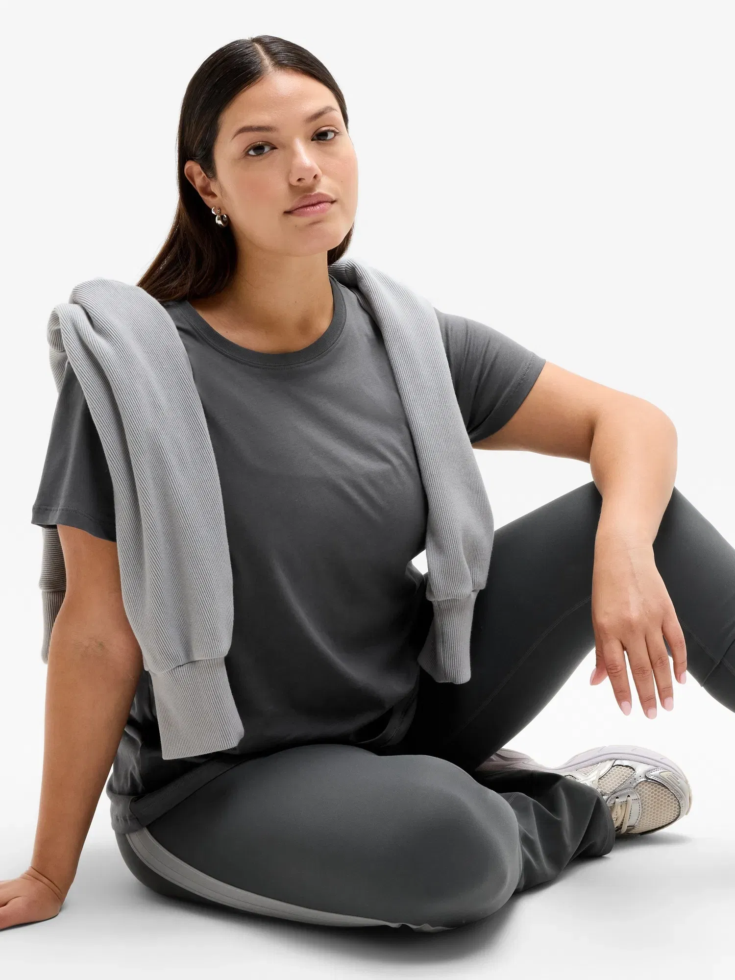 Athleta Favorite Cotton Classic T-Shirt - Gray (Shadow Grey)