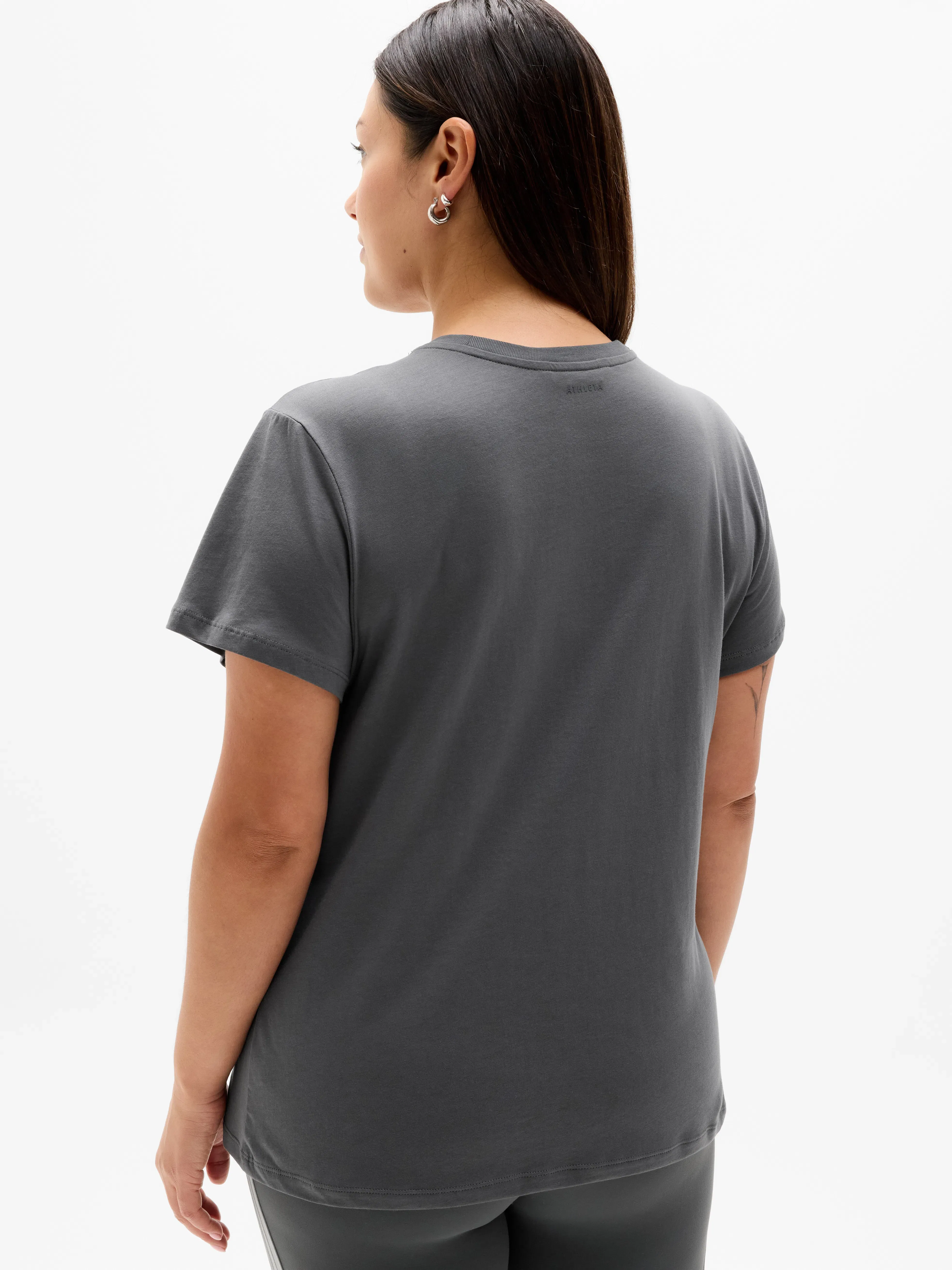 Athleta Favorite Cotton Classic T-Shirt - Gray (Shadow Grey)