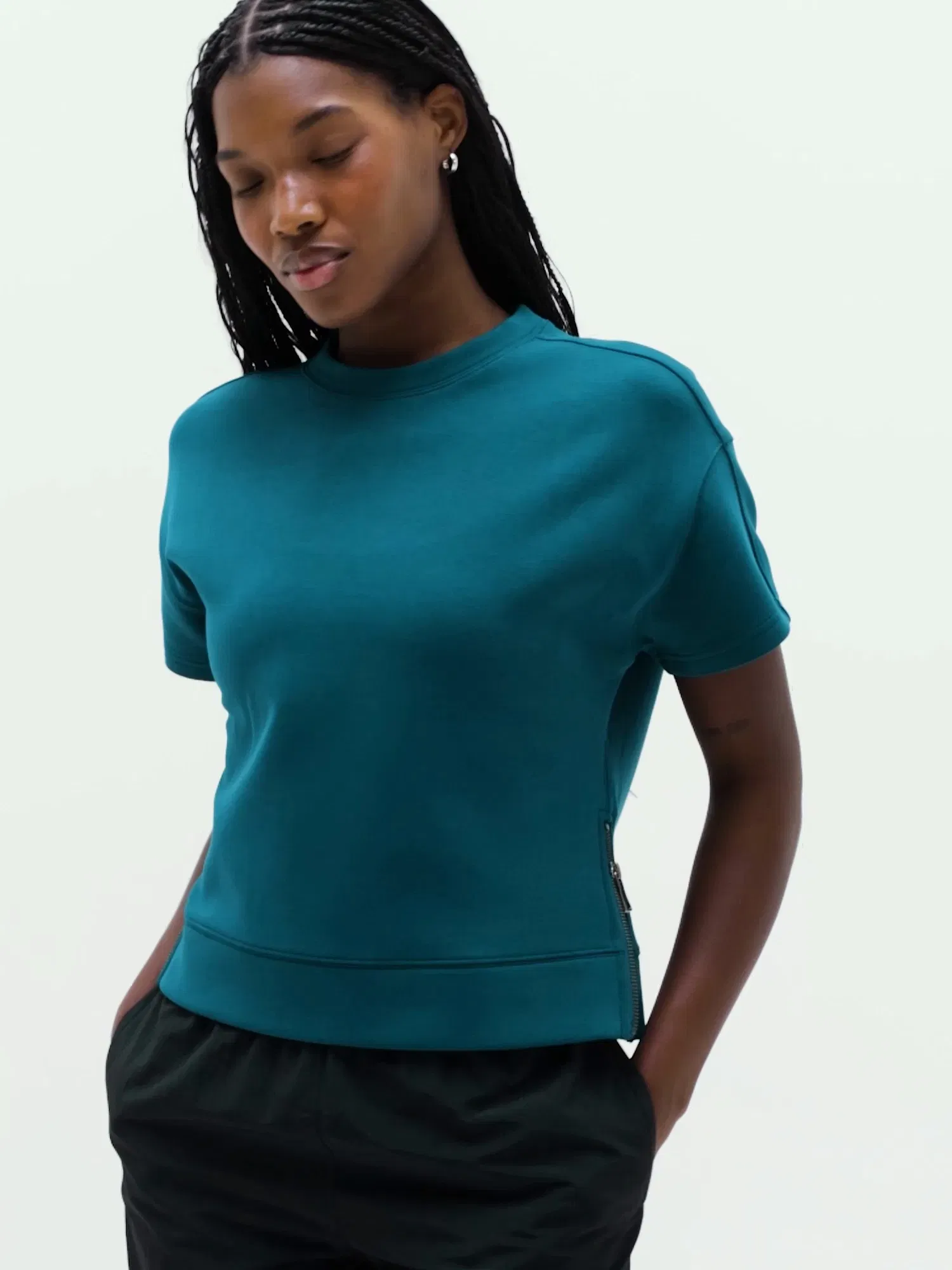Athleta Form Knit Sweatshirt T-Shirt - Green (COASTAL TEAL)