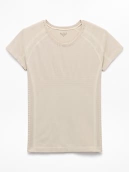 Athleta Momentum Flex T-Shirt - Beige (Pearl Mini Stripe)