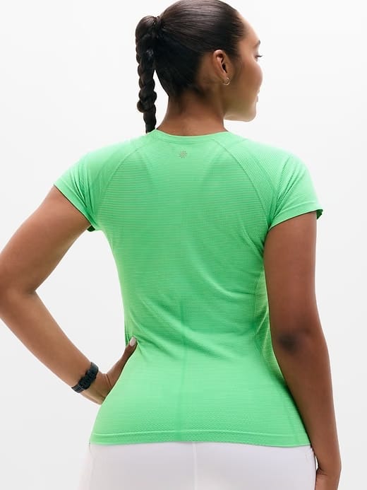 Athleta Momentum Flex T-Shirt - Green (Palmetto Mini Stripe)
