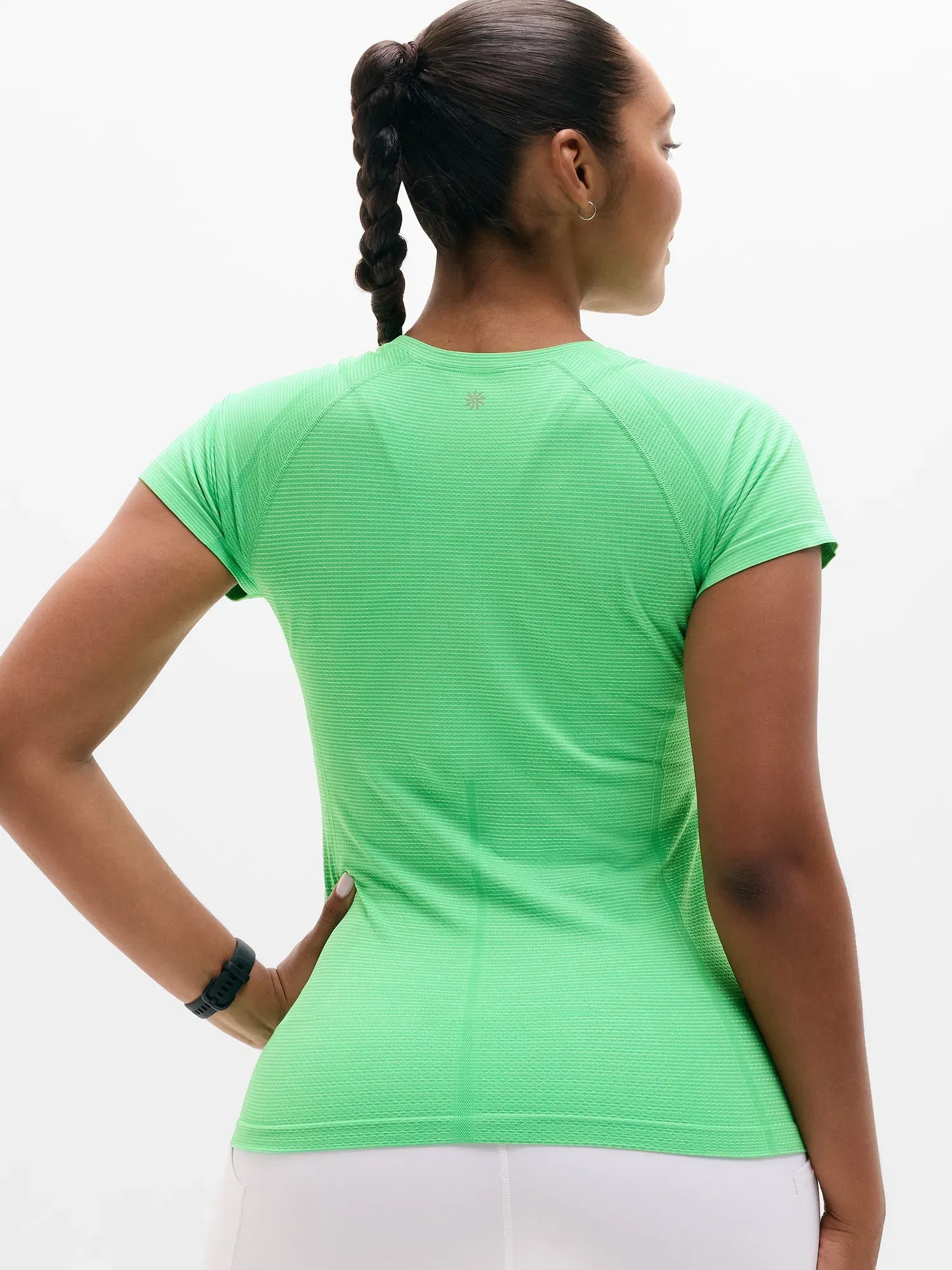 Athleta Momentum Flex T-Shirt - Green (Palmetto Mini Stripe)