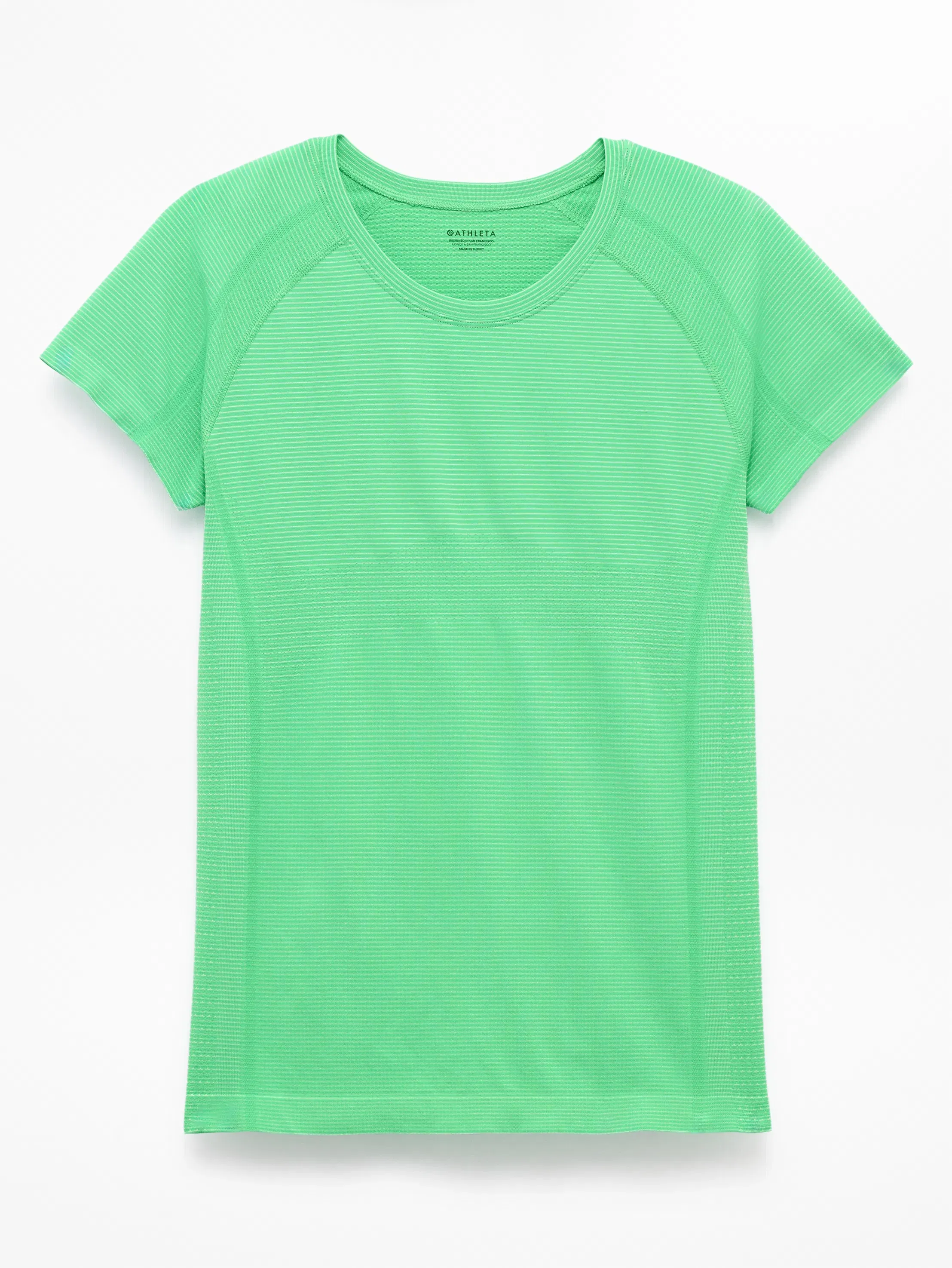 Athleta Momentum Flex T-Shirt - Green (Palmetto Mini Stripe)