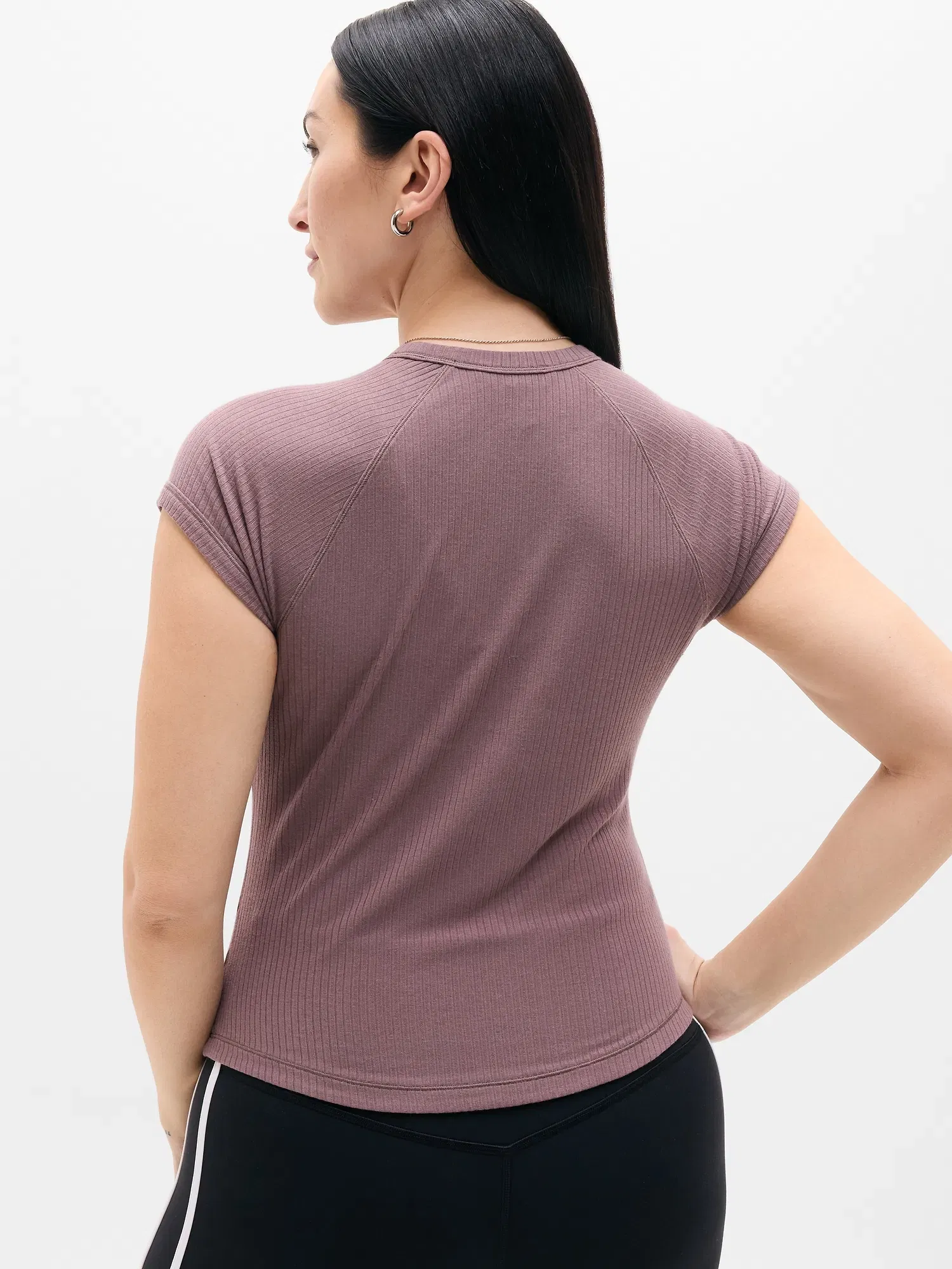 Athleta Perfect Rib T-Shirt - Brown (Driftwood)