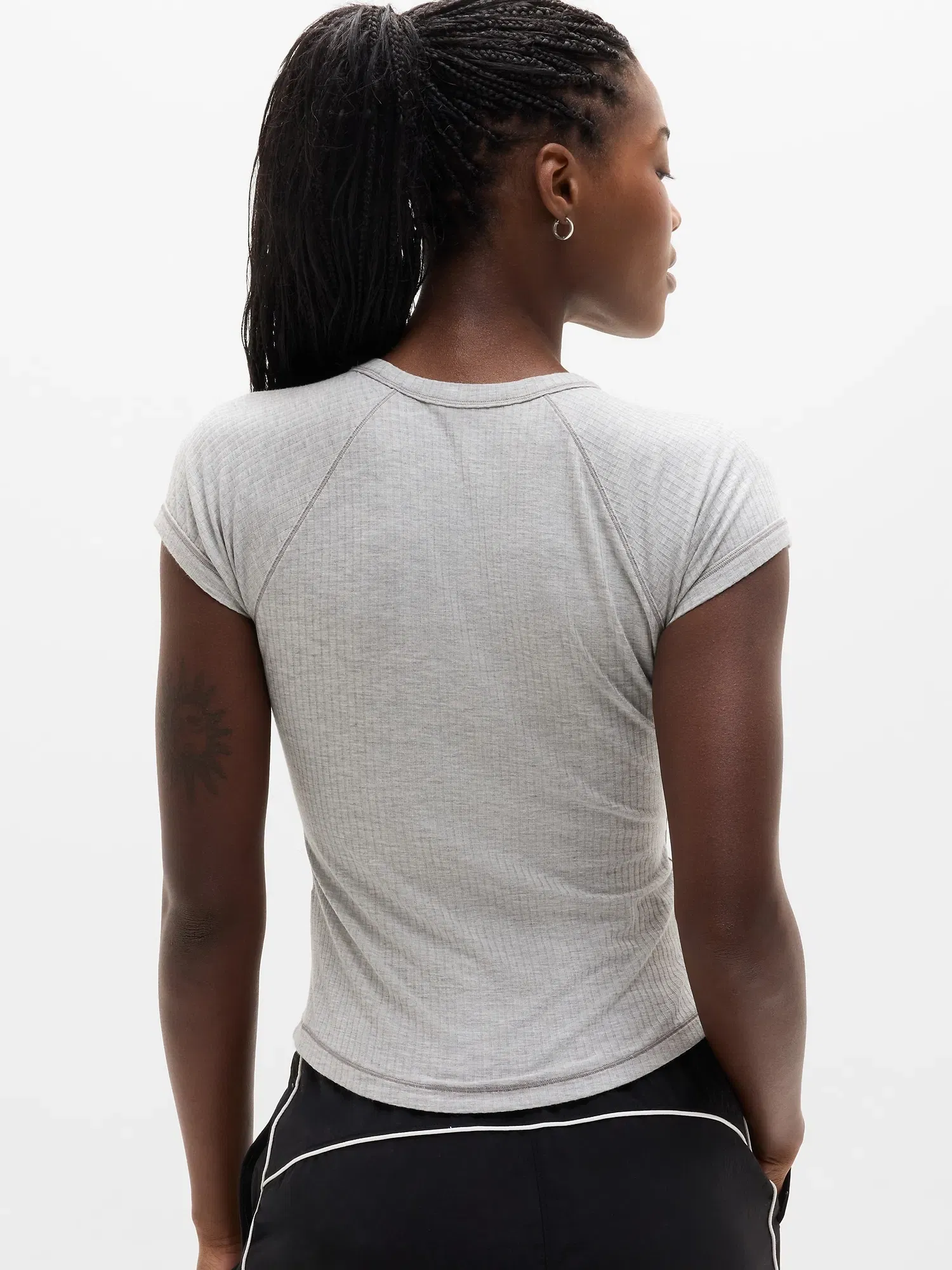 Athleta Perfect Rib T-Shirt - Gray (Grey Heather)