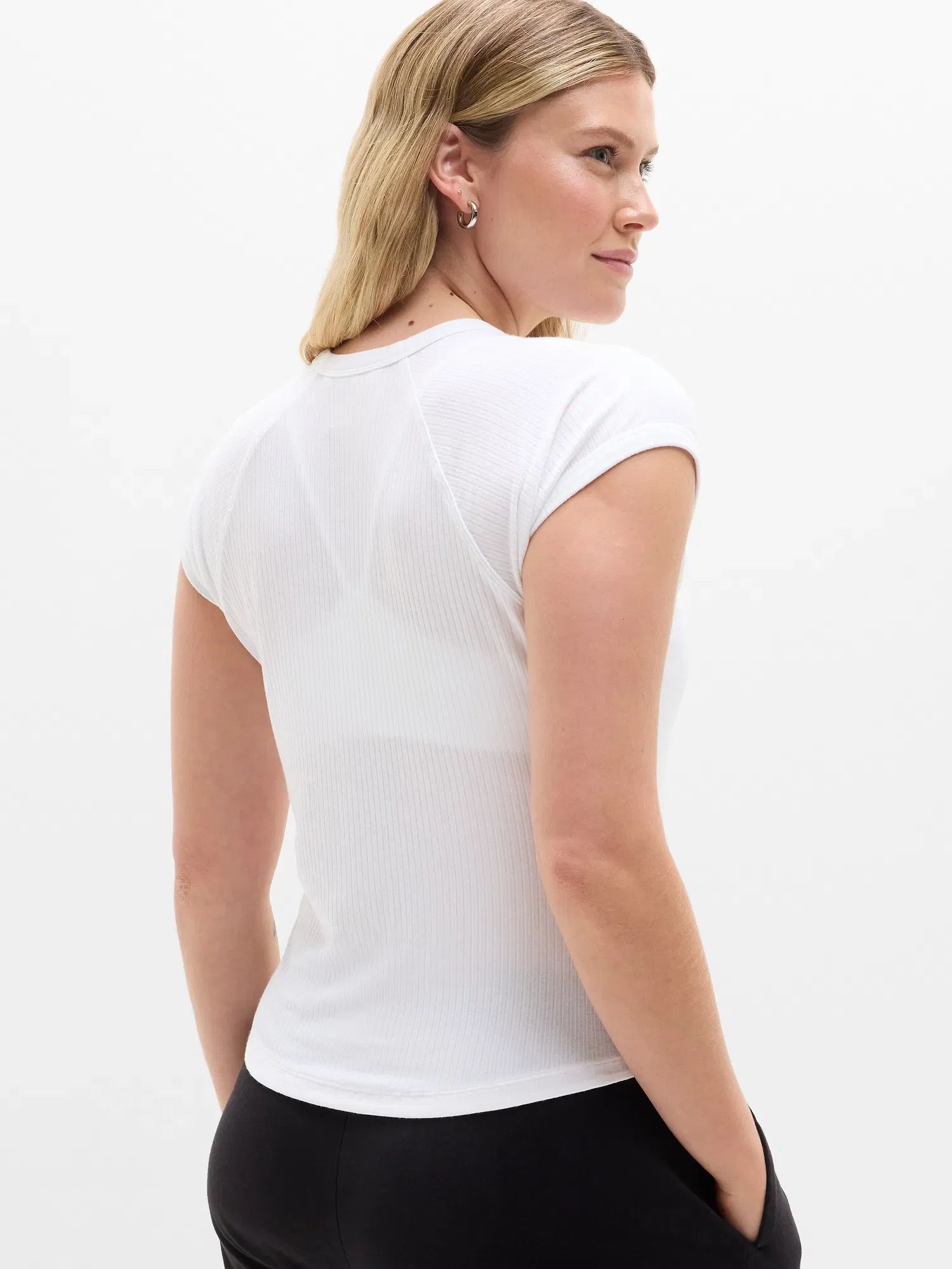 Athleta Perfect Rib T-Shirt - White (BRIGHT WHITE)