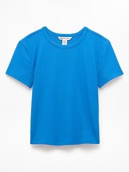 Athleta Signature Rib Crop T-Shirt - Blue (Breaker)
