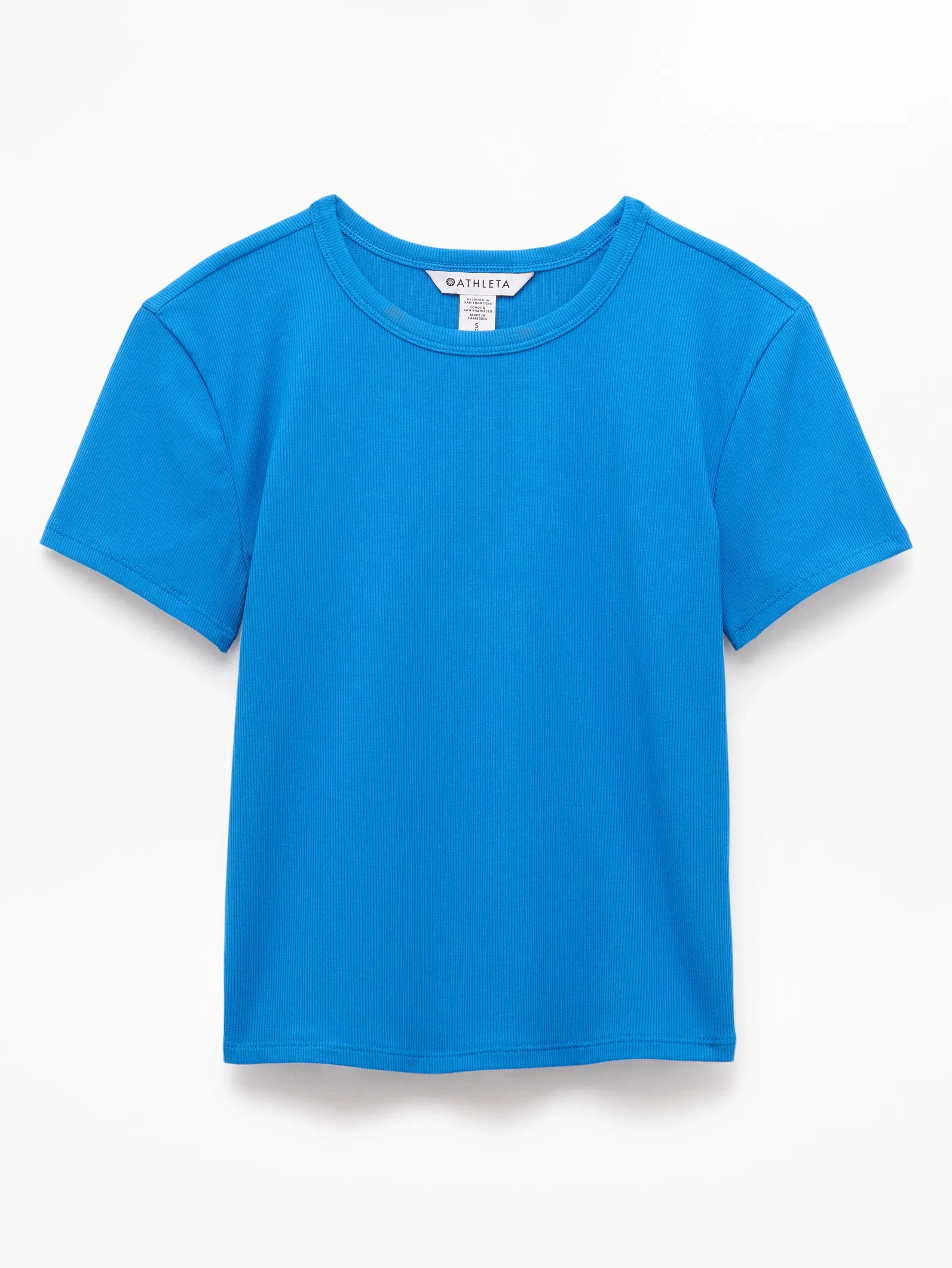 Athleta Signature Rib Crop T-Shirt - Blue (Breaker)