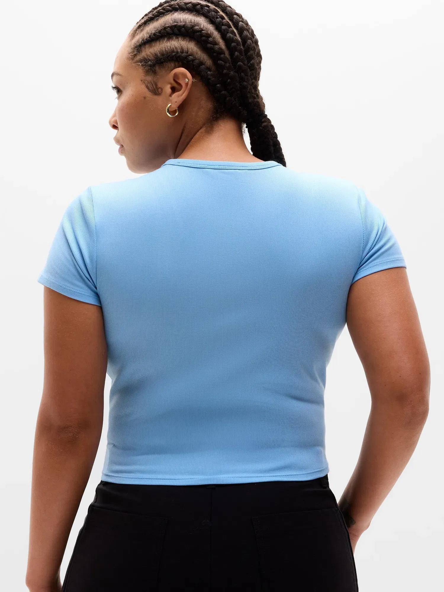Athleta Signature Rib Crop T-Shirt - Blue (Breeze)
