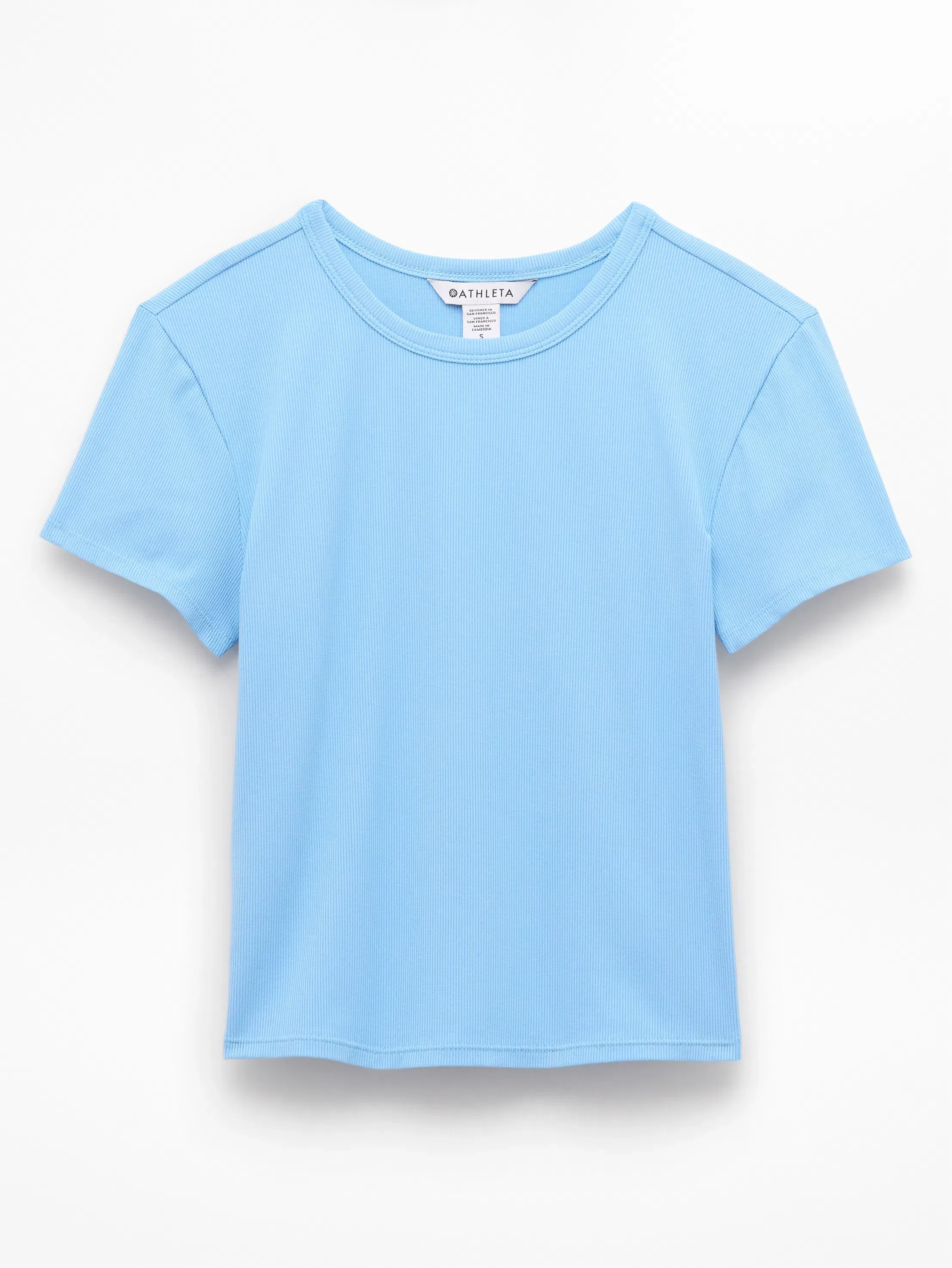 Athleta Signature Rib Crop T-Shirt - Blue (Breeze)