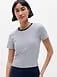 Athleta Signature Rib Crop T-Shirt - Blue (Martina Navy Stripe)
