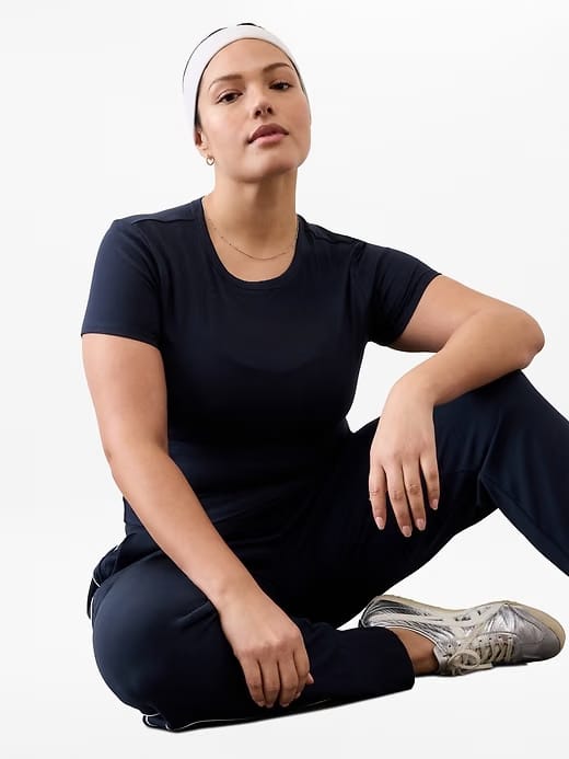 Athleta Signature Rib Crop T-Shirt - Blue (Navy)