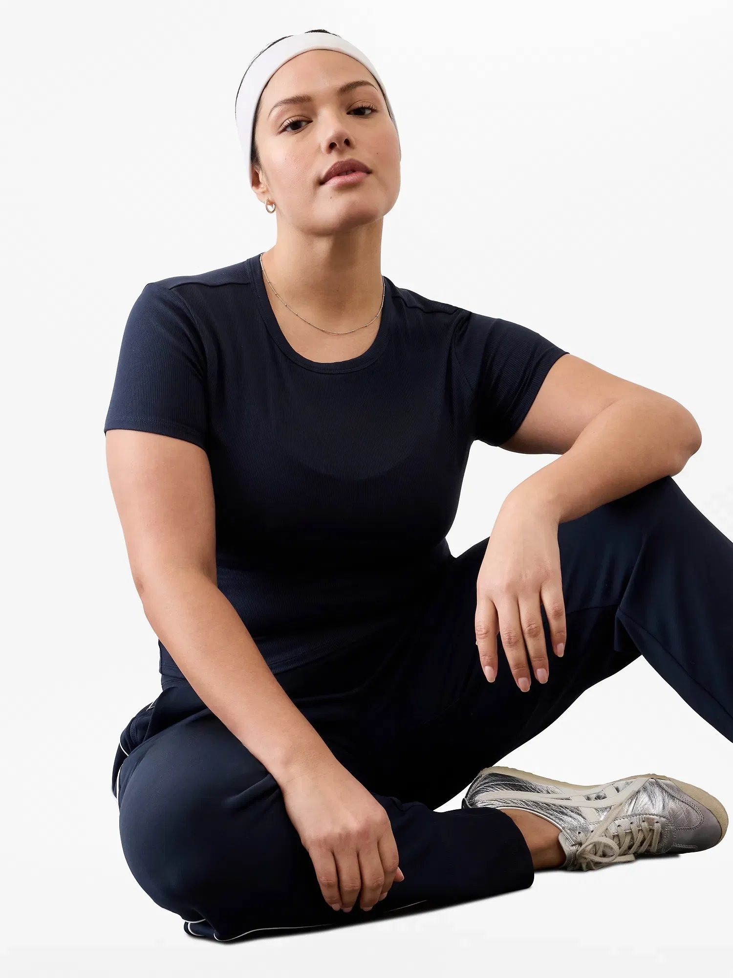 Athleta Signature Rib Crop T-Shirt - Blue (Navy)