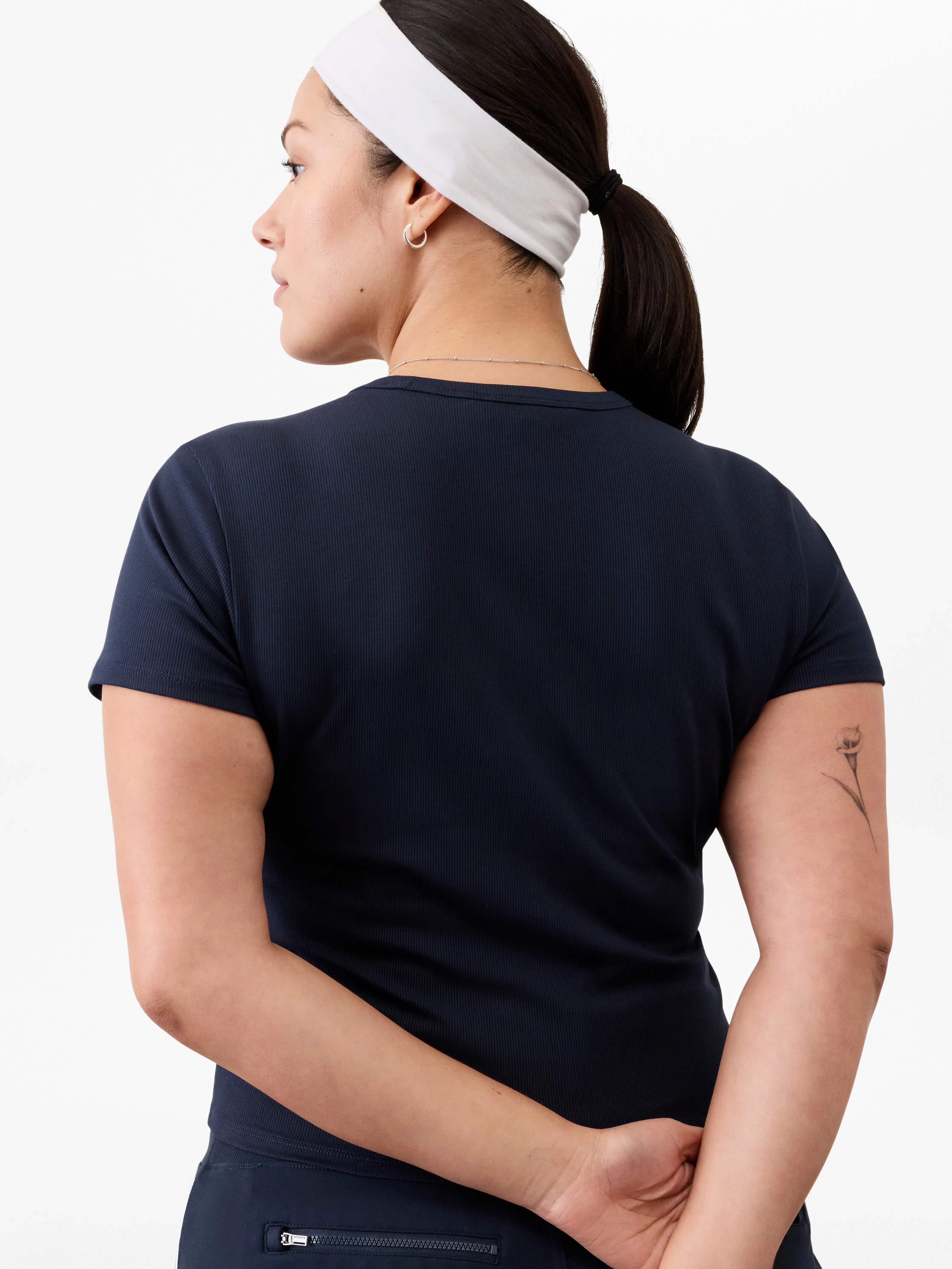 Athleta Signature Rib Crop T-Shirt - Blue (Navy)
