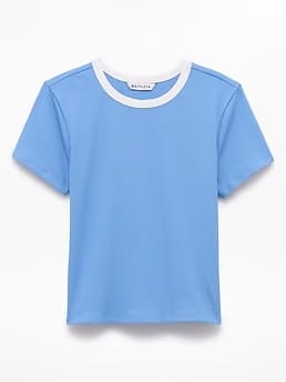Athleta Signature Rib Crop T-Shirt - Blue (Waterfall/White)