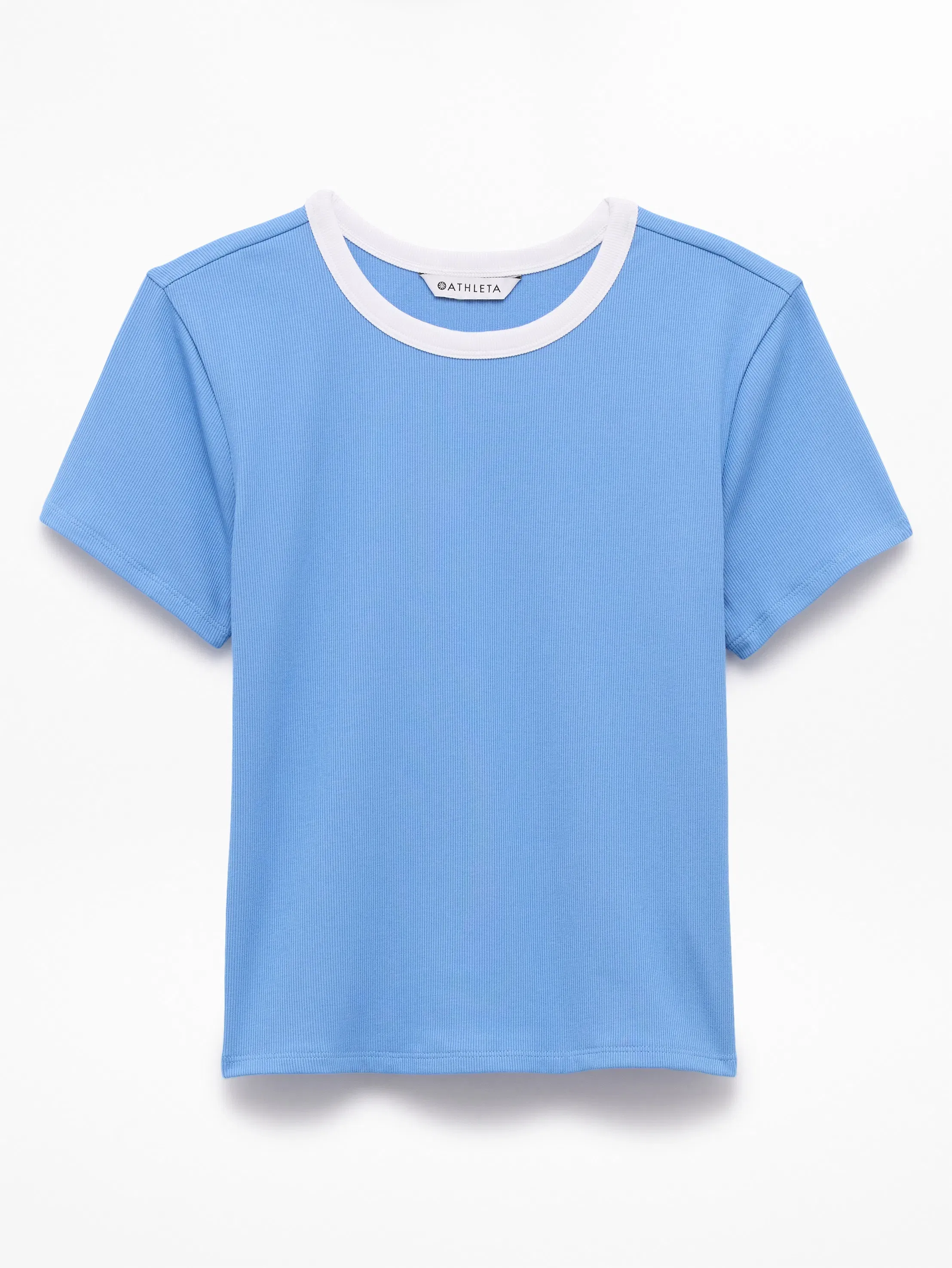 Athleta Signature Rib Crop T-Shirt - Blue (Waterfall/White)