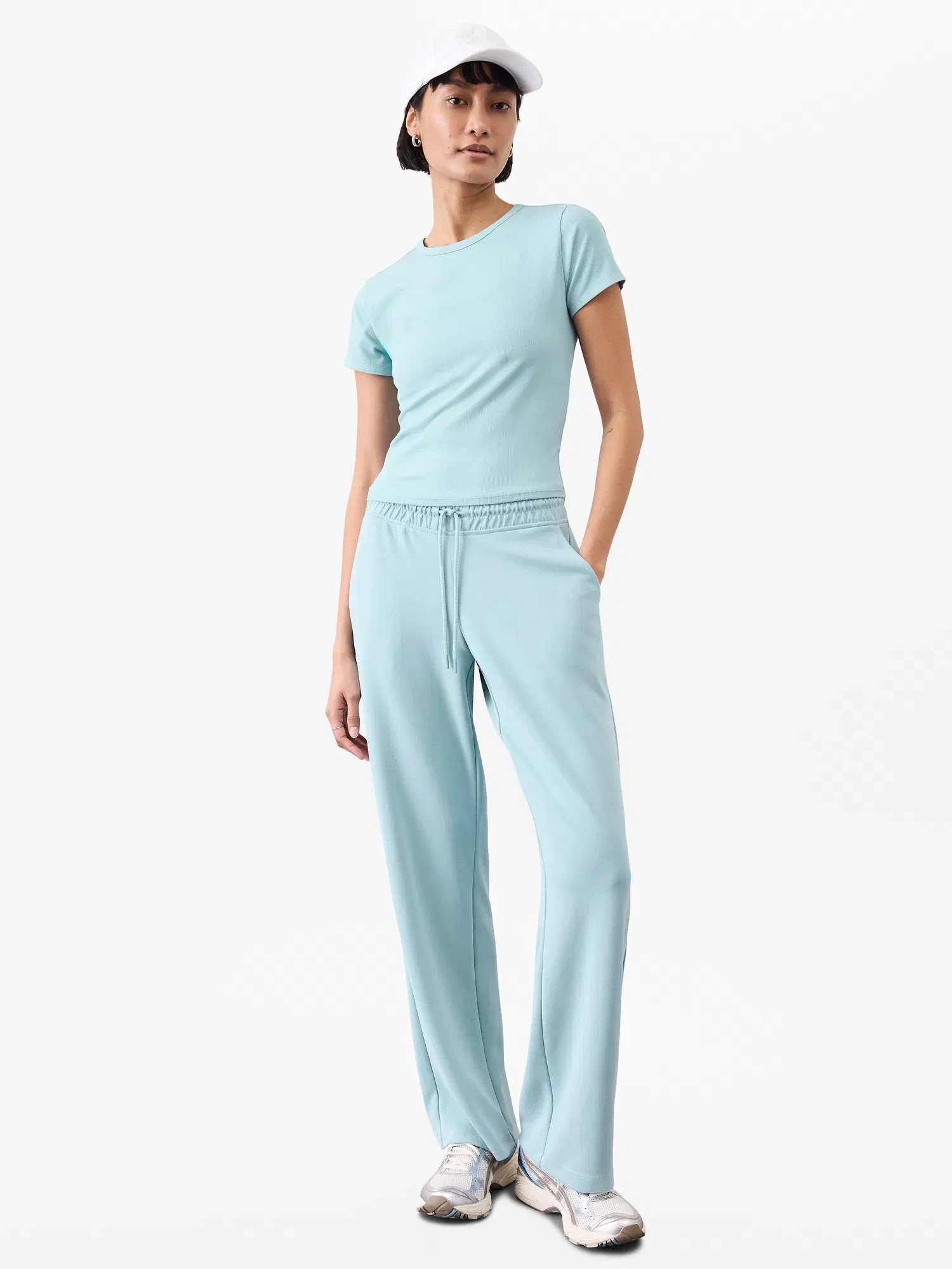Athleta Signature Rib Crop T-Shirt - Blue (Waterloo Blue)