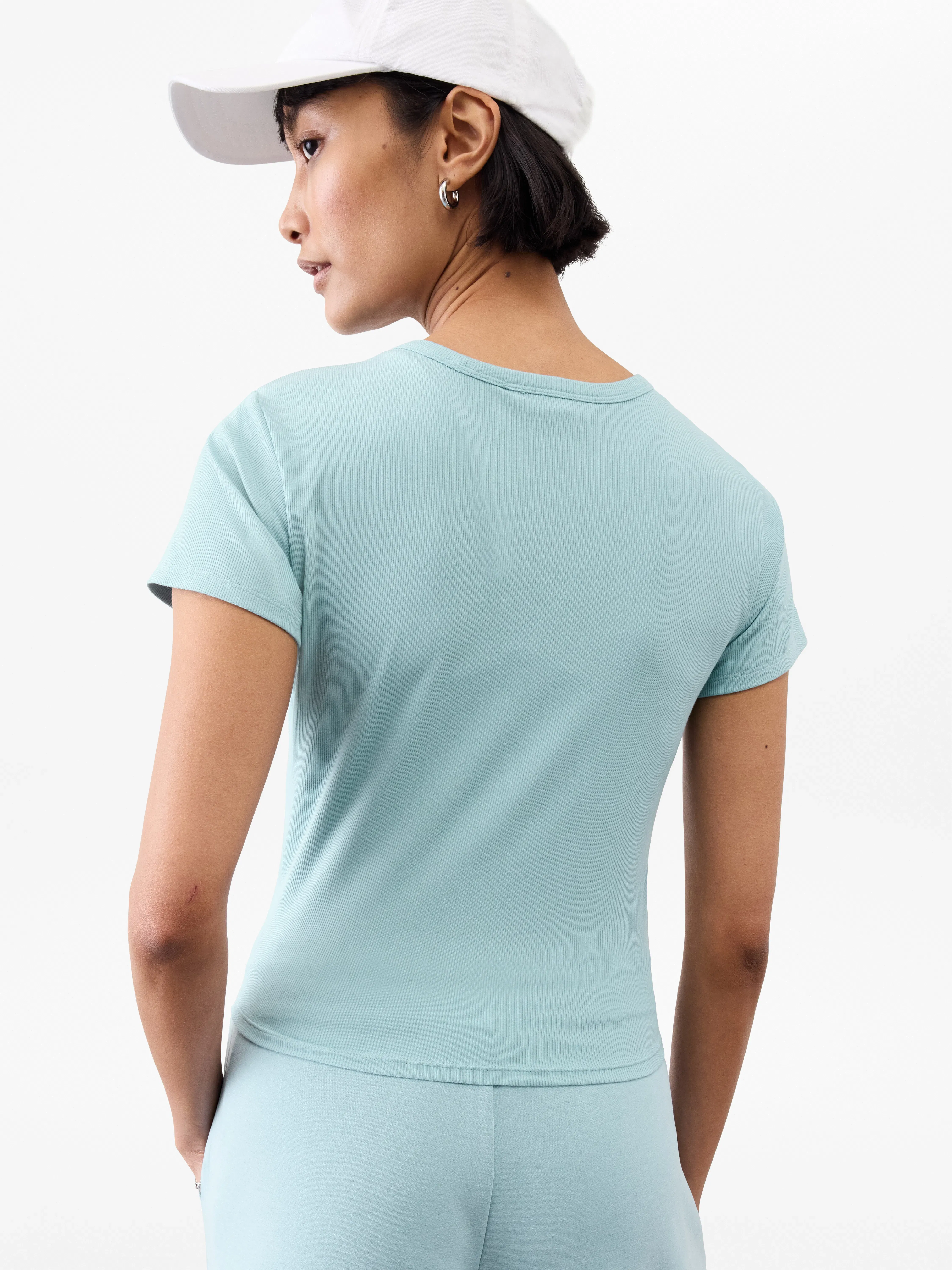Athleta Signature Rib Crop T-Shirt - Blue (Waterloo Blue)