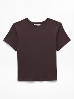 Athleta Signature Rib Crop T-Shirt - Brown (Truffle Brown)