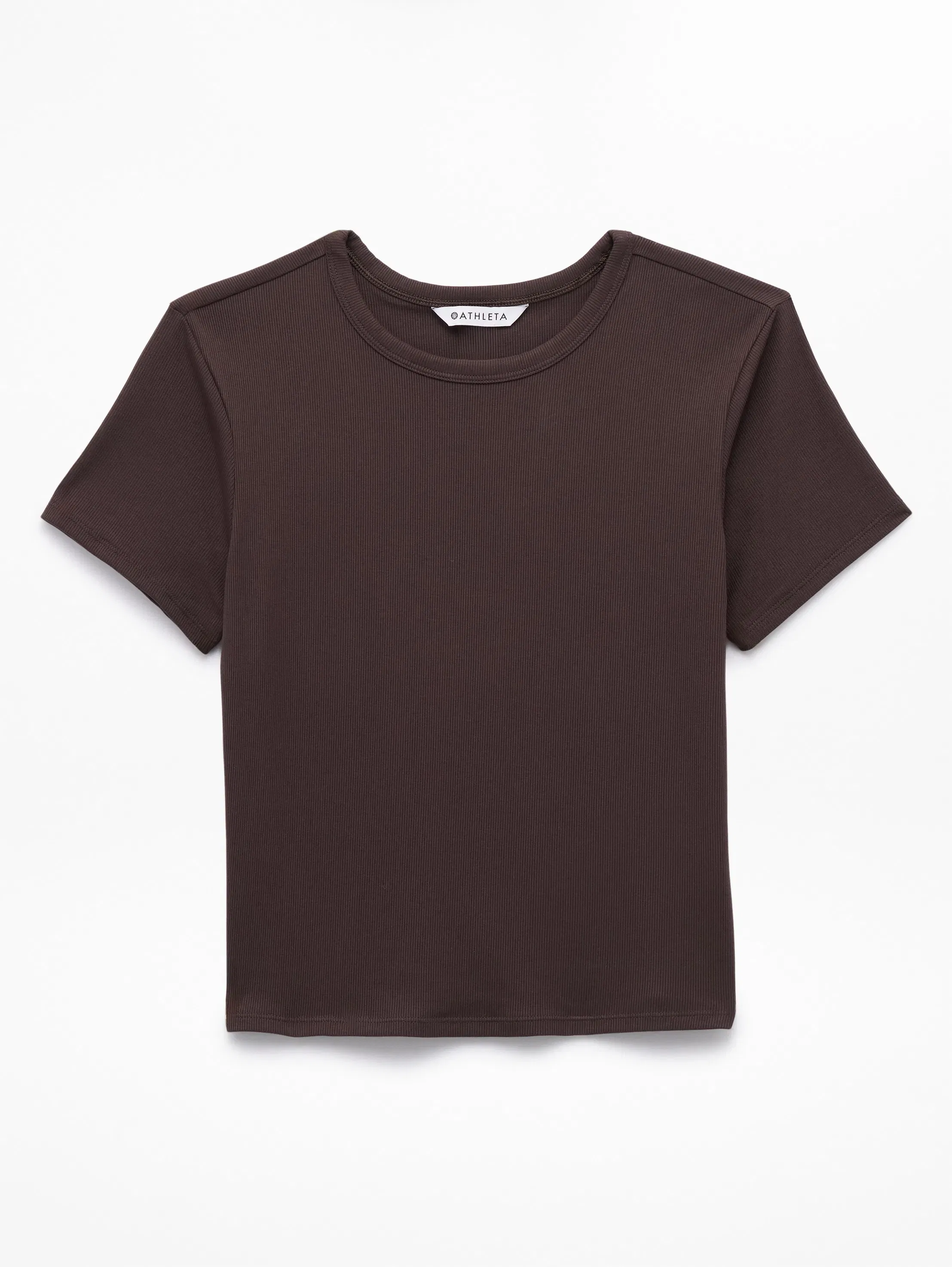 Athleta Signature Rib Crop T-Shirt - Brown (Truffle Brown)