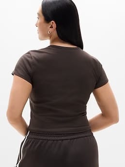 Athleta Signature Rib Crop T-Shirt - Brown (Truffle)