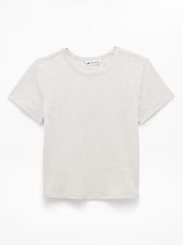 Athleta Signature Rib Crop T-Shirt - Gray (Fog Grey Heather)