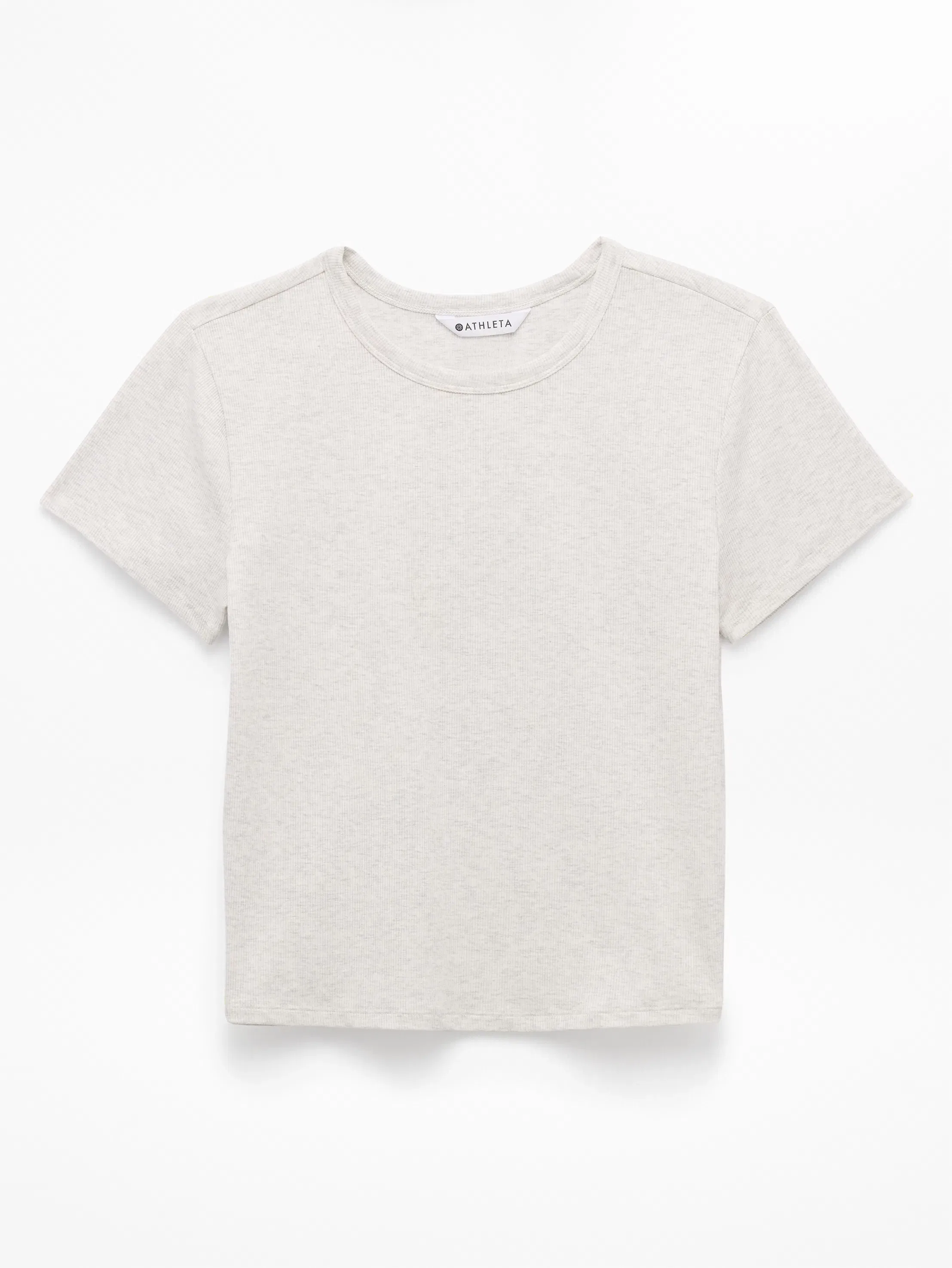 Athleta Signature Rib Crop T-Shirt - Gray (Fog Grey Heather)