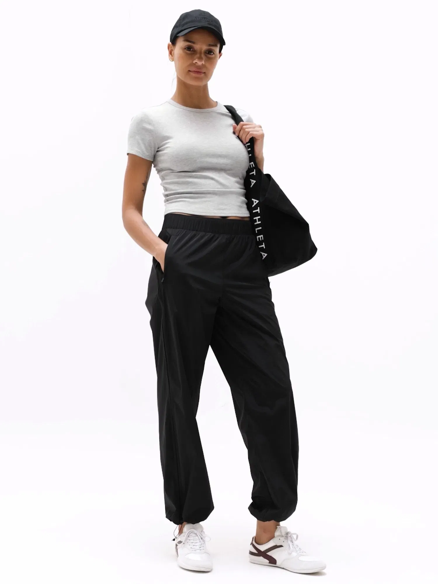 Athleta Signature Rib Crop T-Shirt - Gray (Grey Heather)