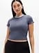 Athleta Signature Rib Crop T-Shirt - Gray (Slate/Bright White)