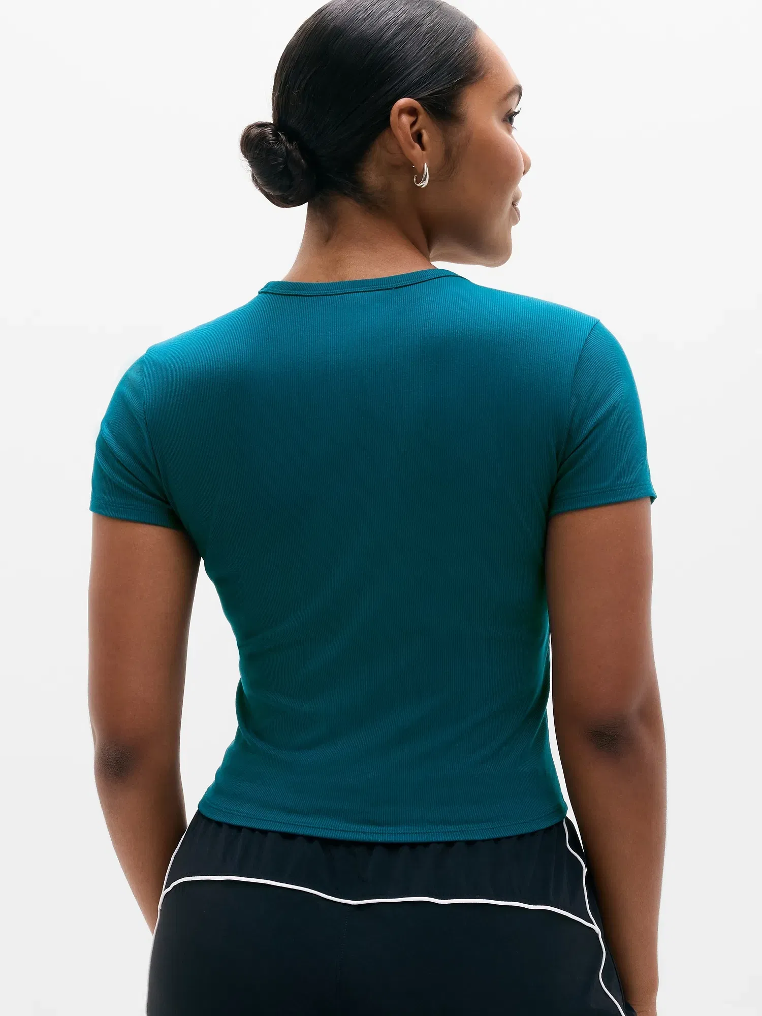 Athleta Signature Rib Crop T-Shirt - Green (Coastal Teal)