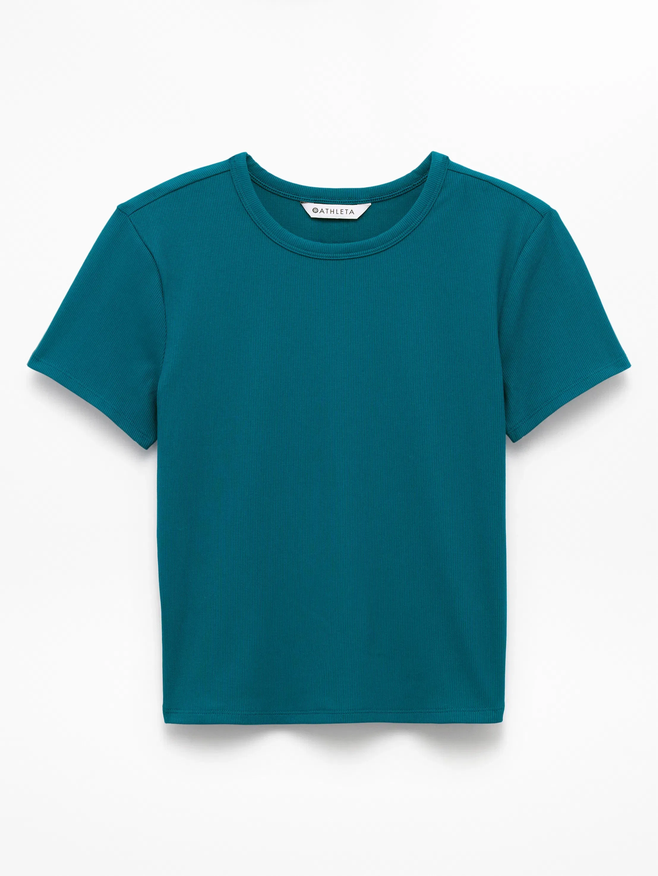 Athleta Signature Rib Crop T-Shirt - Green (Coastal Teal)